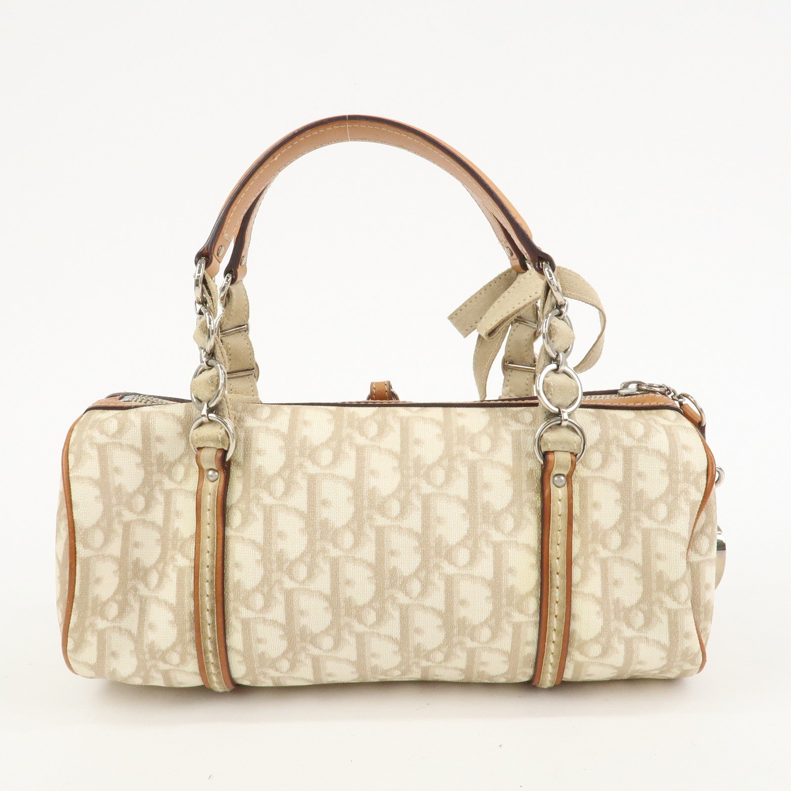 Christian Dior Romantic Trotter PVC Leather Hand Bag Beige