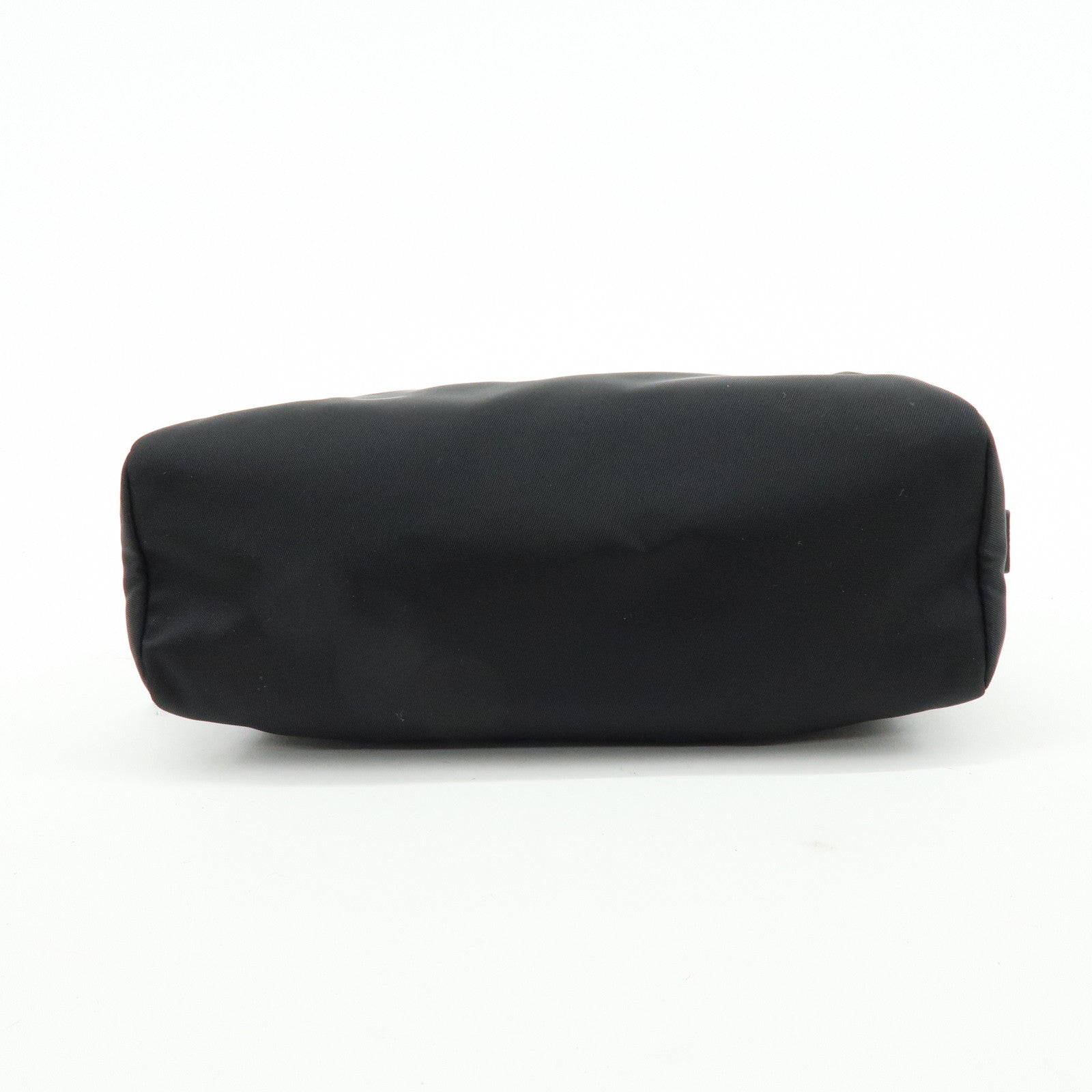 PRADA Triangle Logo Nylon Saffiano Leather Pouch Black