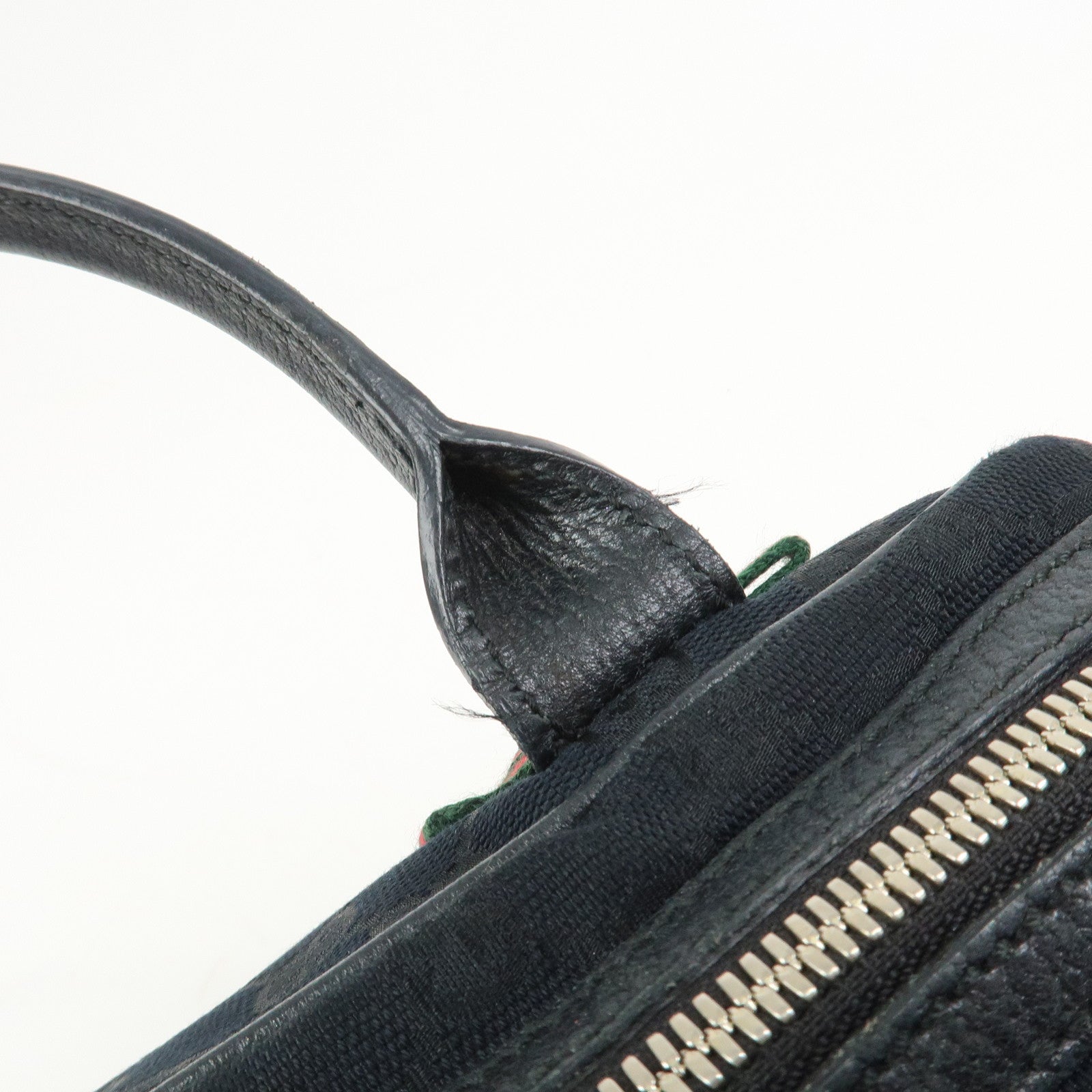 GUCCI Princy Sherry GG Canvas Leather Boston Bag Black 161720