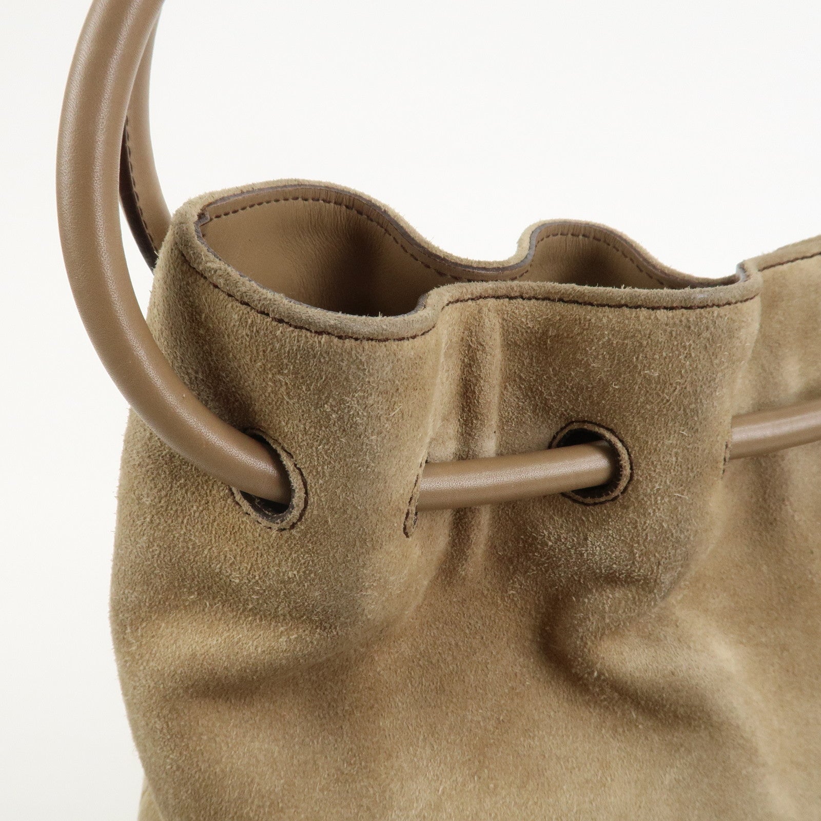 Ferragamo Suede Shoulder Bag Hand Bag Beige