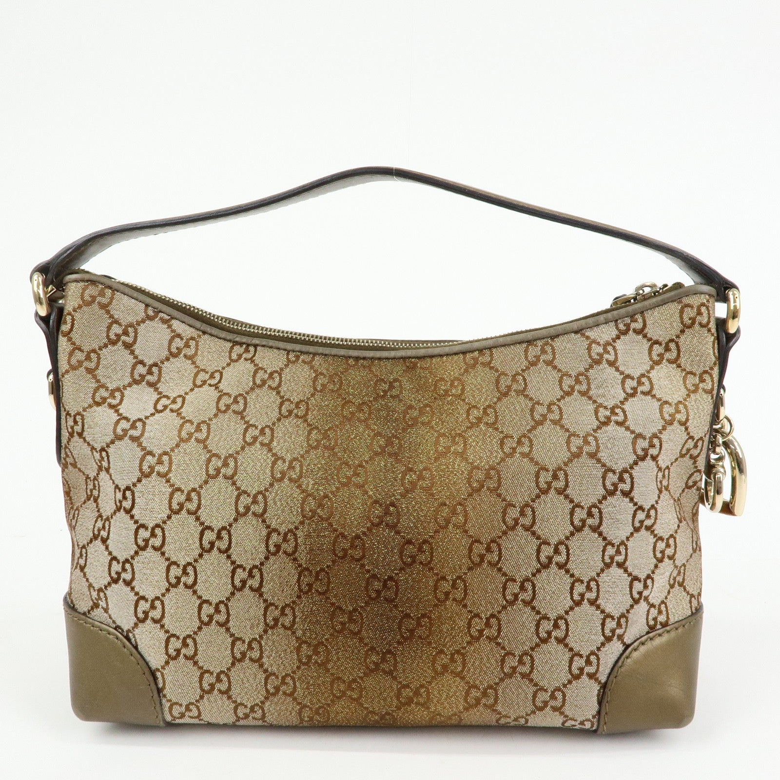 GUCCI Bamboo Heartbit GG Canvas Leather Shoulder Bag Brown 269959