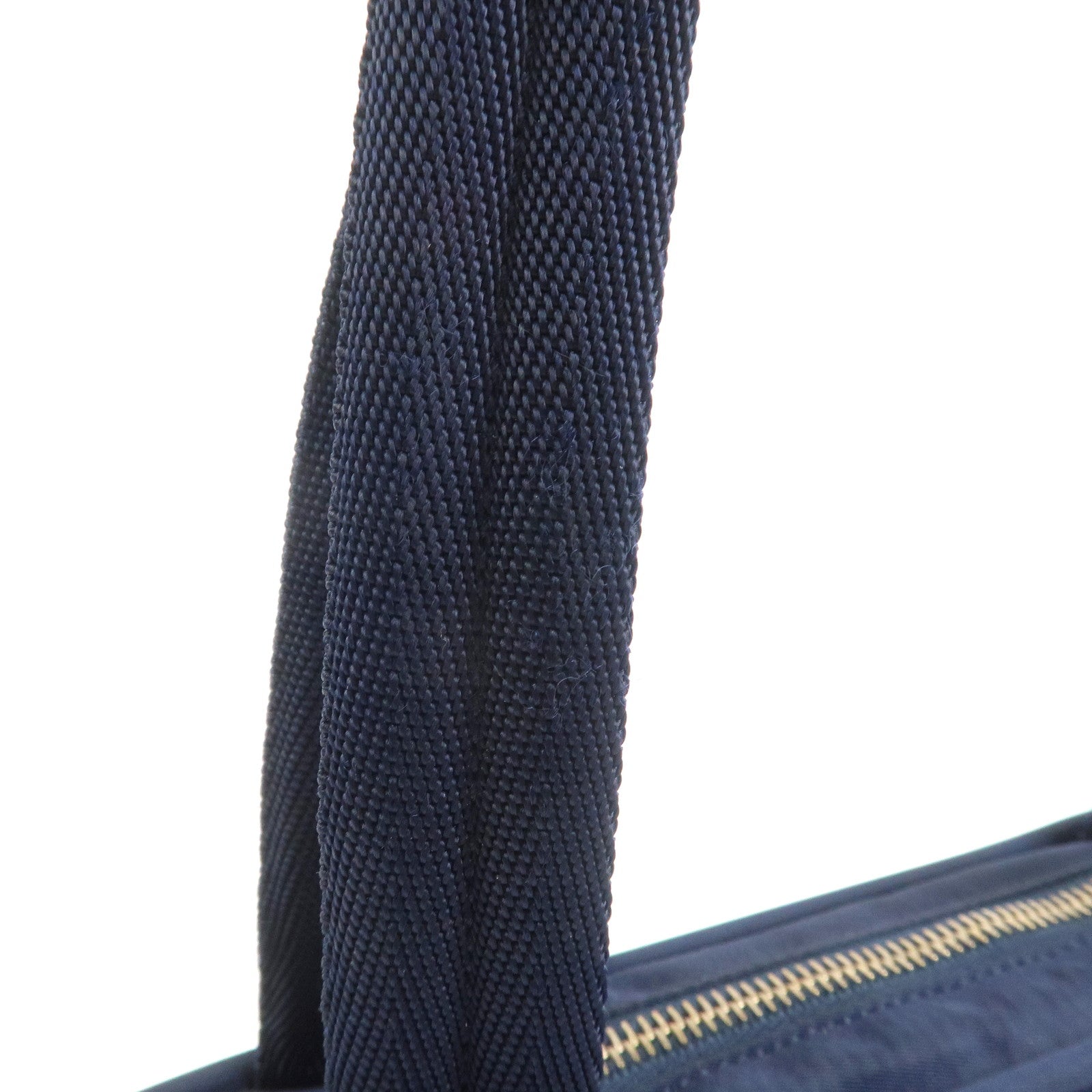 PRADA Triangle Logo Nylon Leather Hand Bag Navy