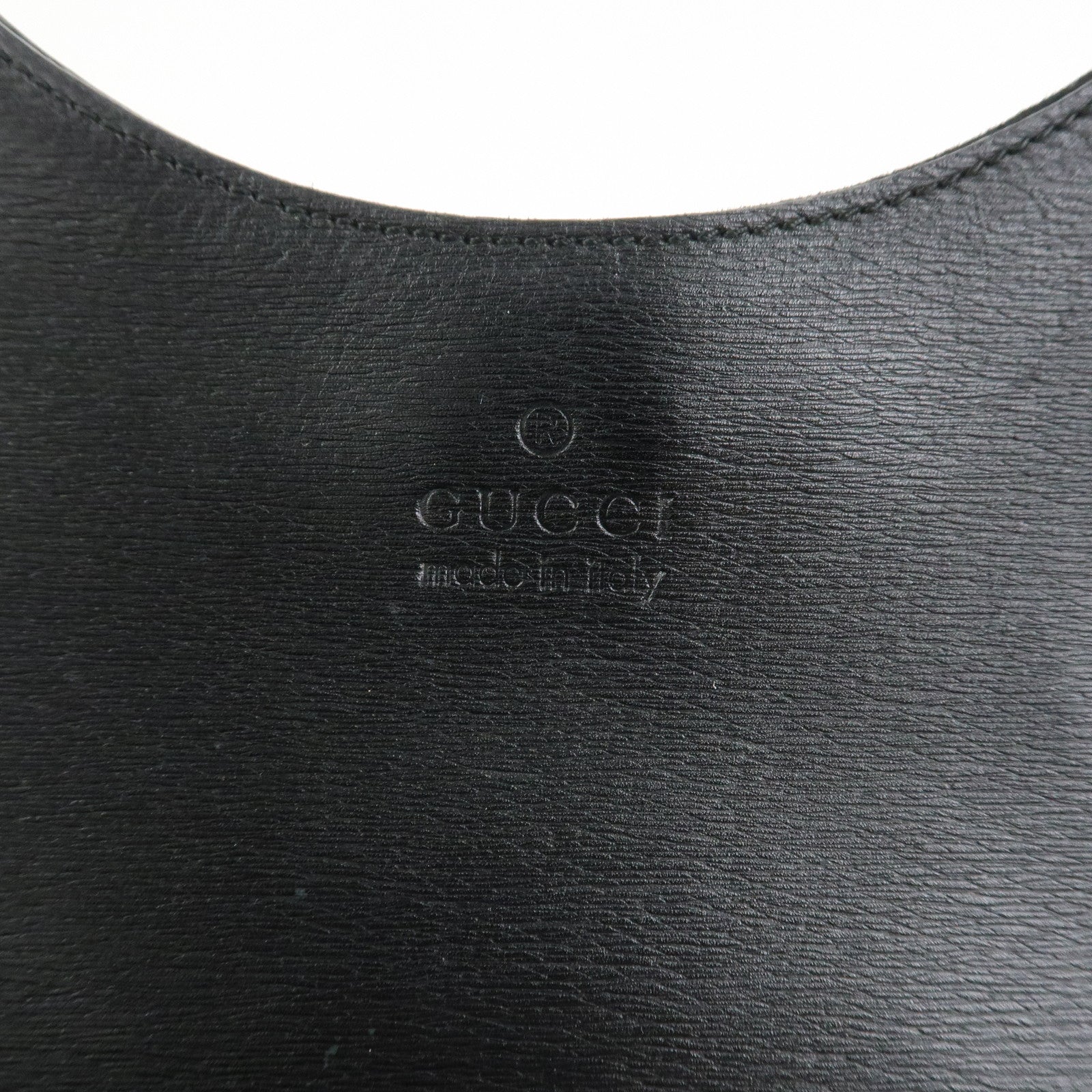 GUCCI Bamboo Leather Shoulder Bag Hand Bag Black 001.3760