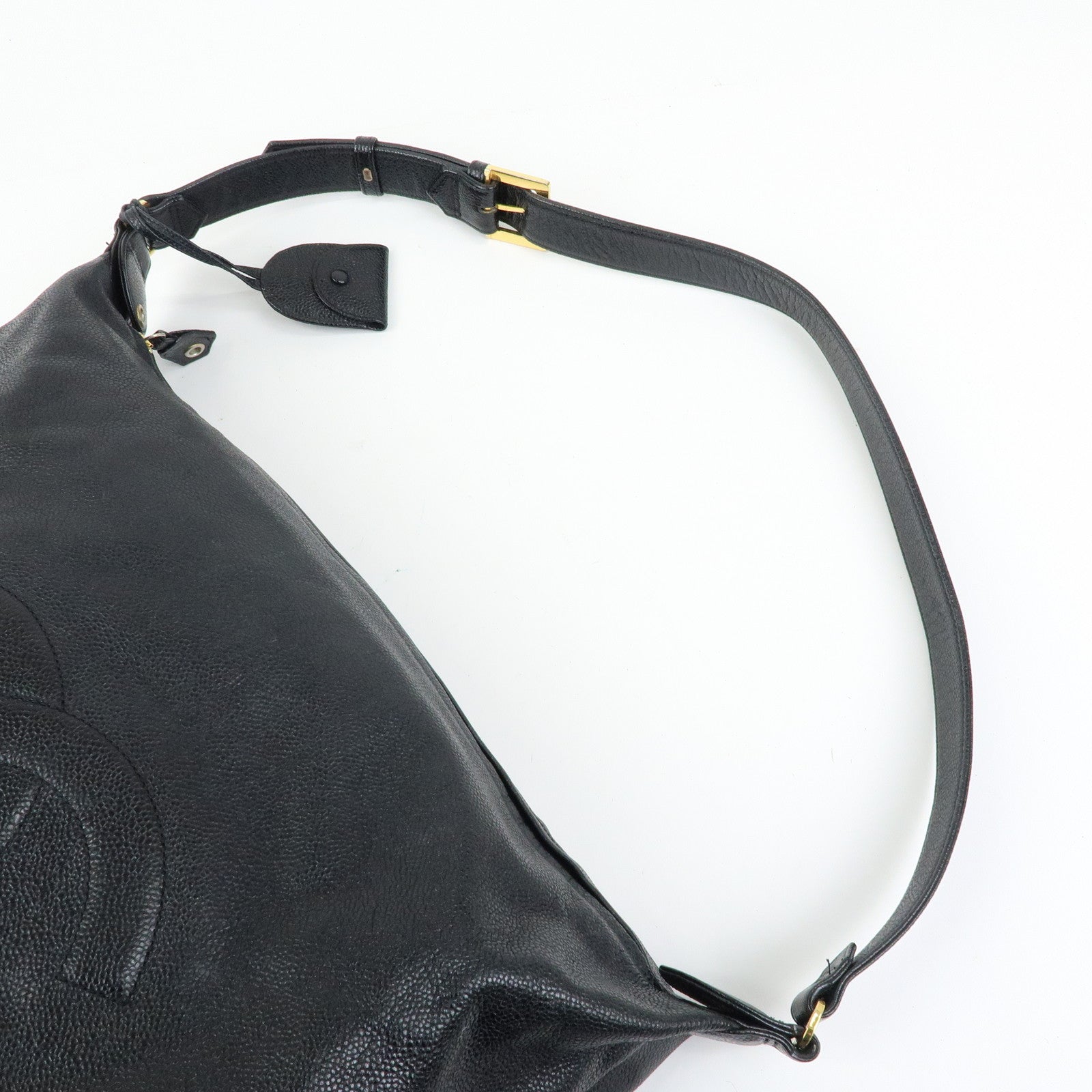CHANEL Large COCO Mark Cavairskin Shoulder Bag Black