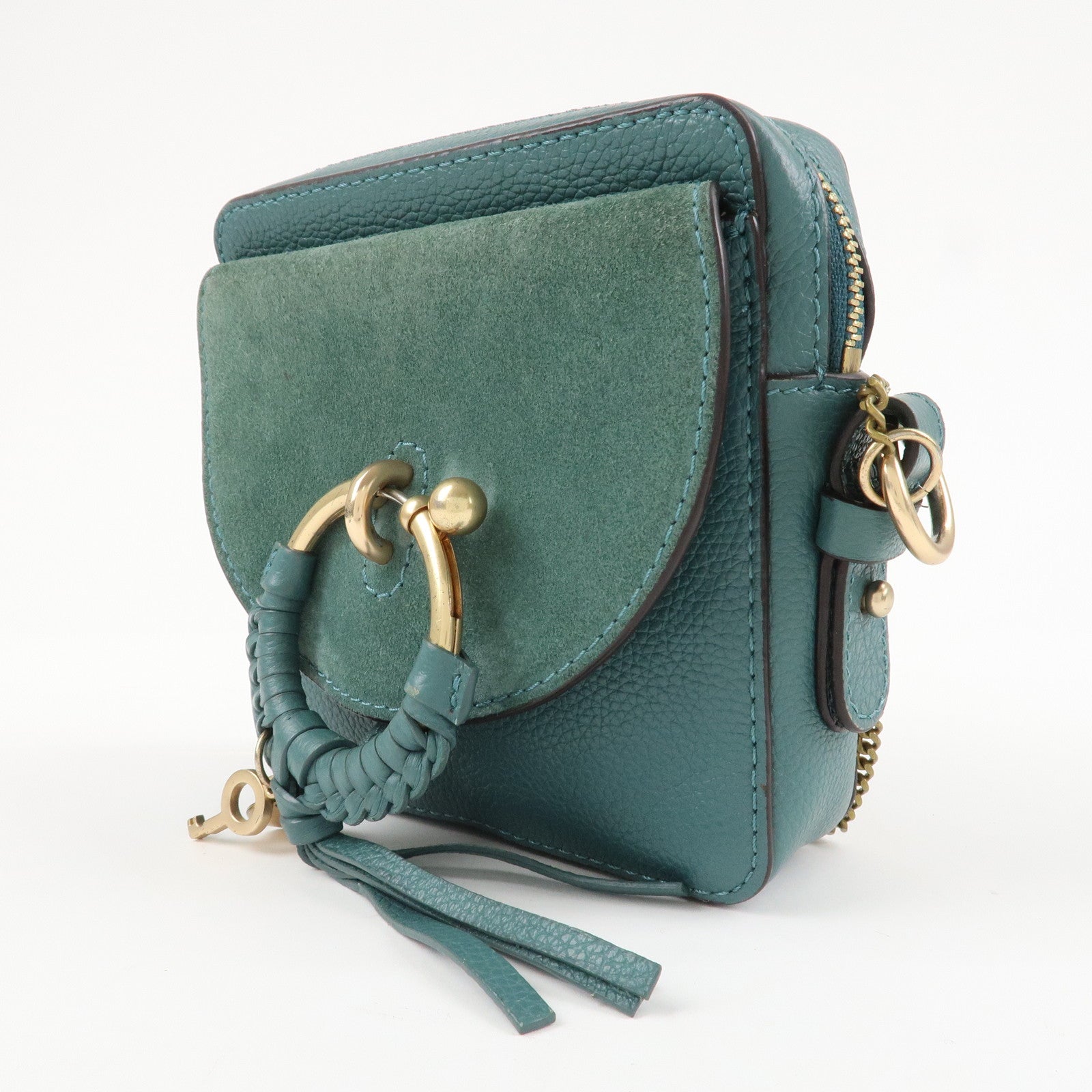 Chloe See By Chloe Joan Leather Suede Shoulder Bag Turquoise Blue Used