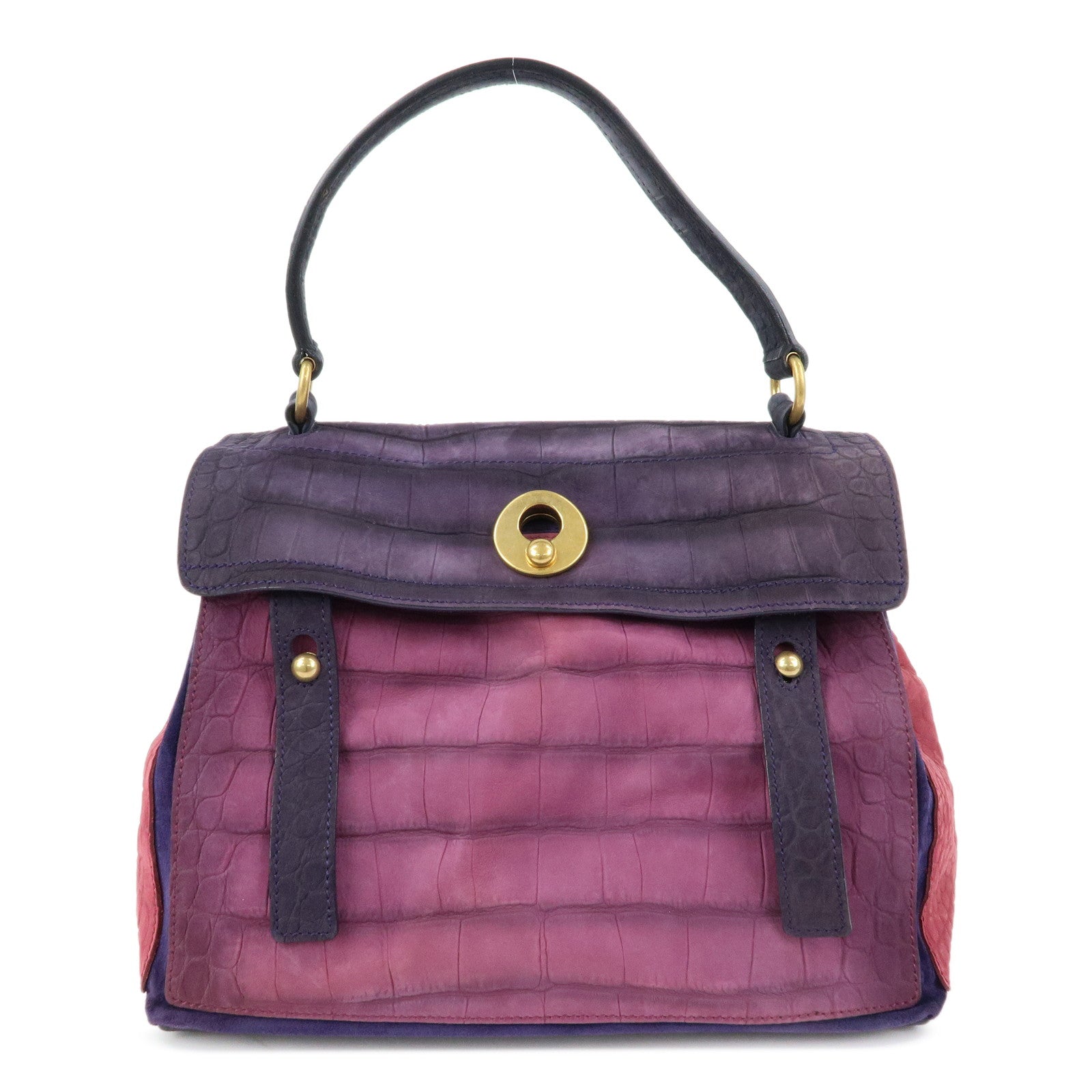 SAINT LAURENT PARIS Muse Two Suede Leather 2way Bag Purple Pink