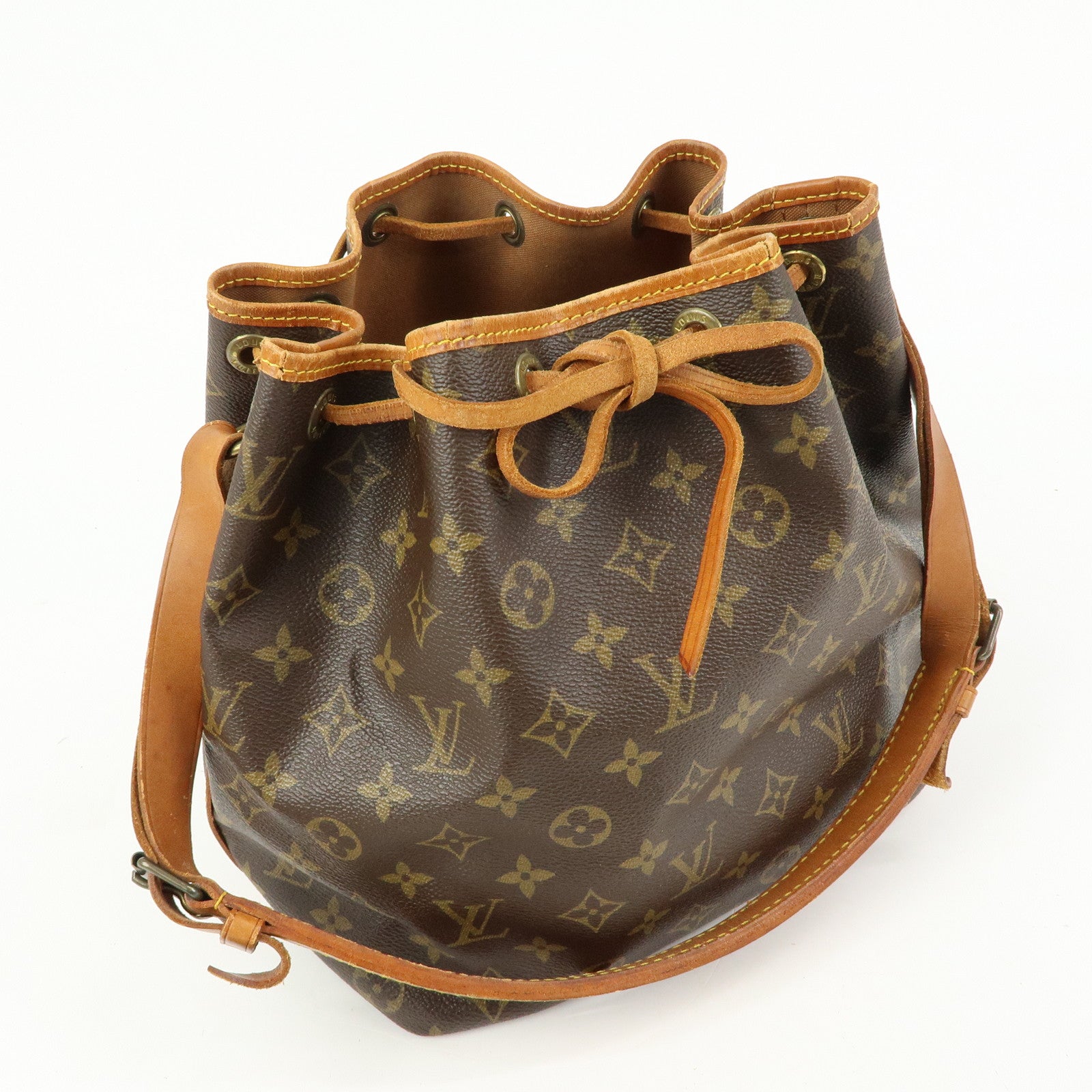 Louis Vuitton Monogram Petit Noe Canvas Shoulder Bag Brown M42226