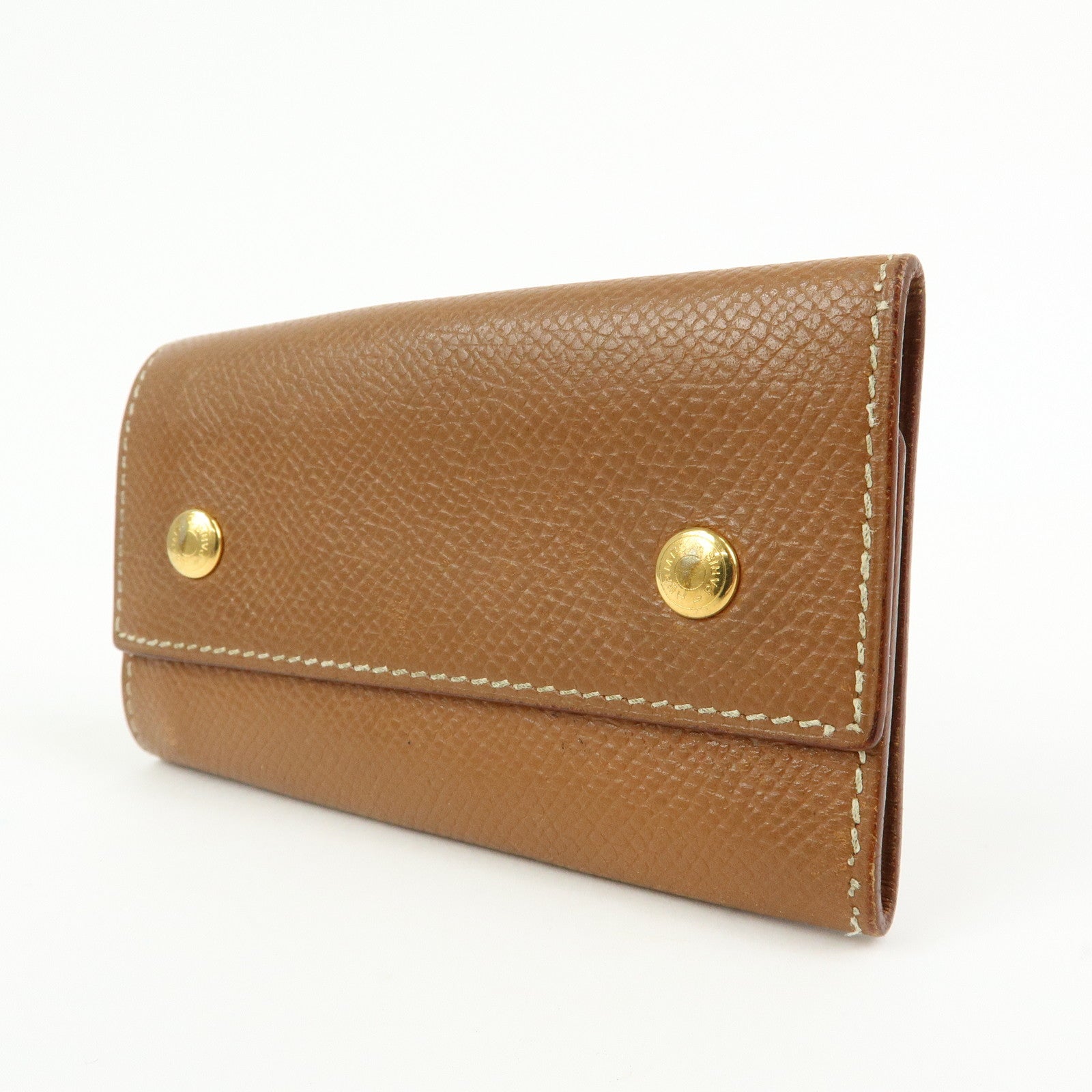 HERMES Beau Epsom Etui Cles 4 Key Case Key Holder □C Stamped Gold