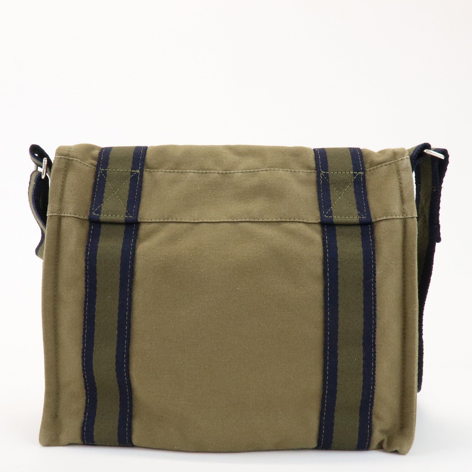 HERMES Logo Canvas Fourre Tout Bassus PM Shoulder Bag Khaki