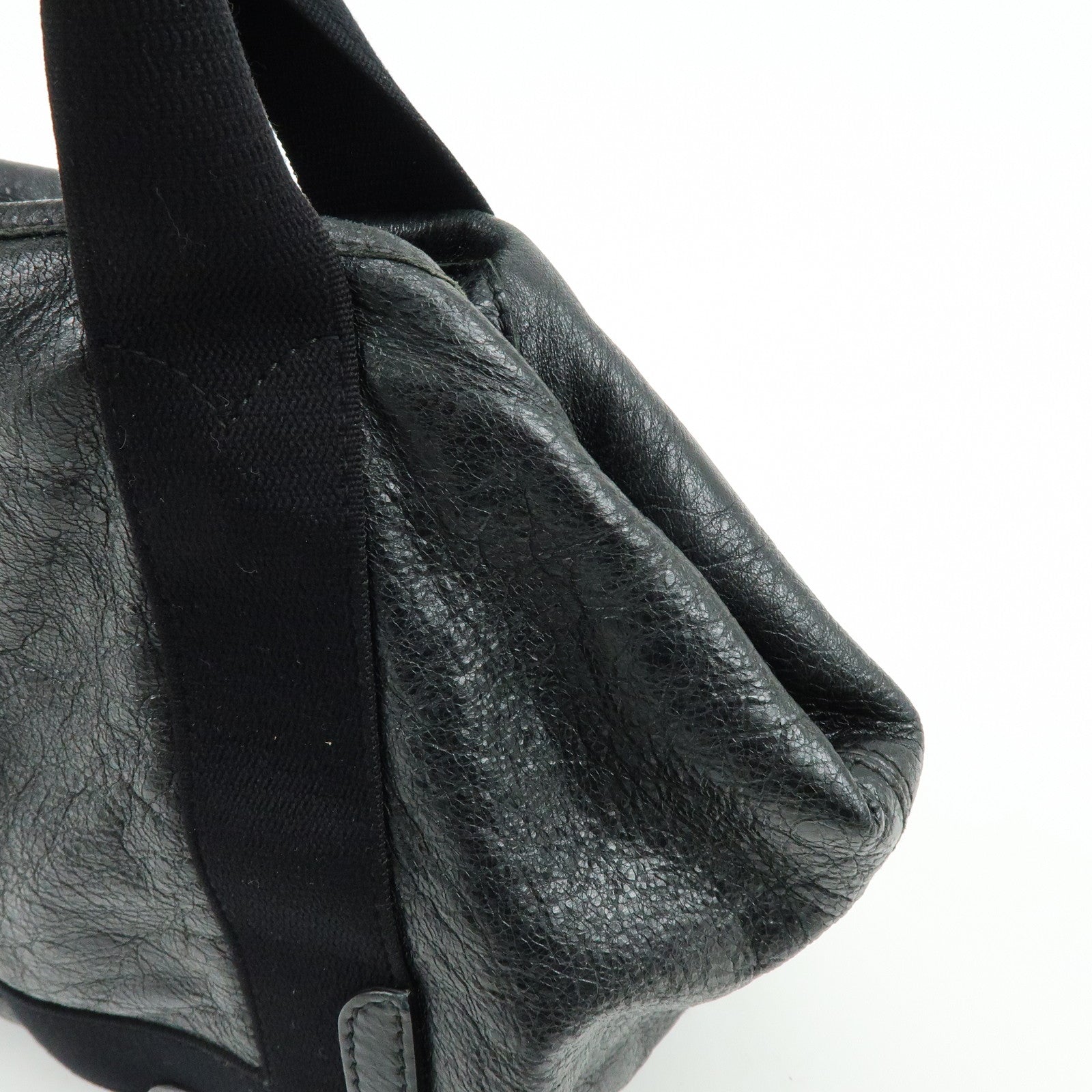 BALENCIAGA Navy Cabas Leather Small Tote Bag Black 339933