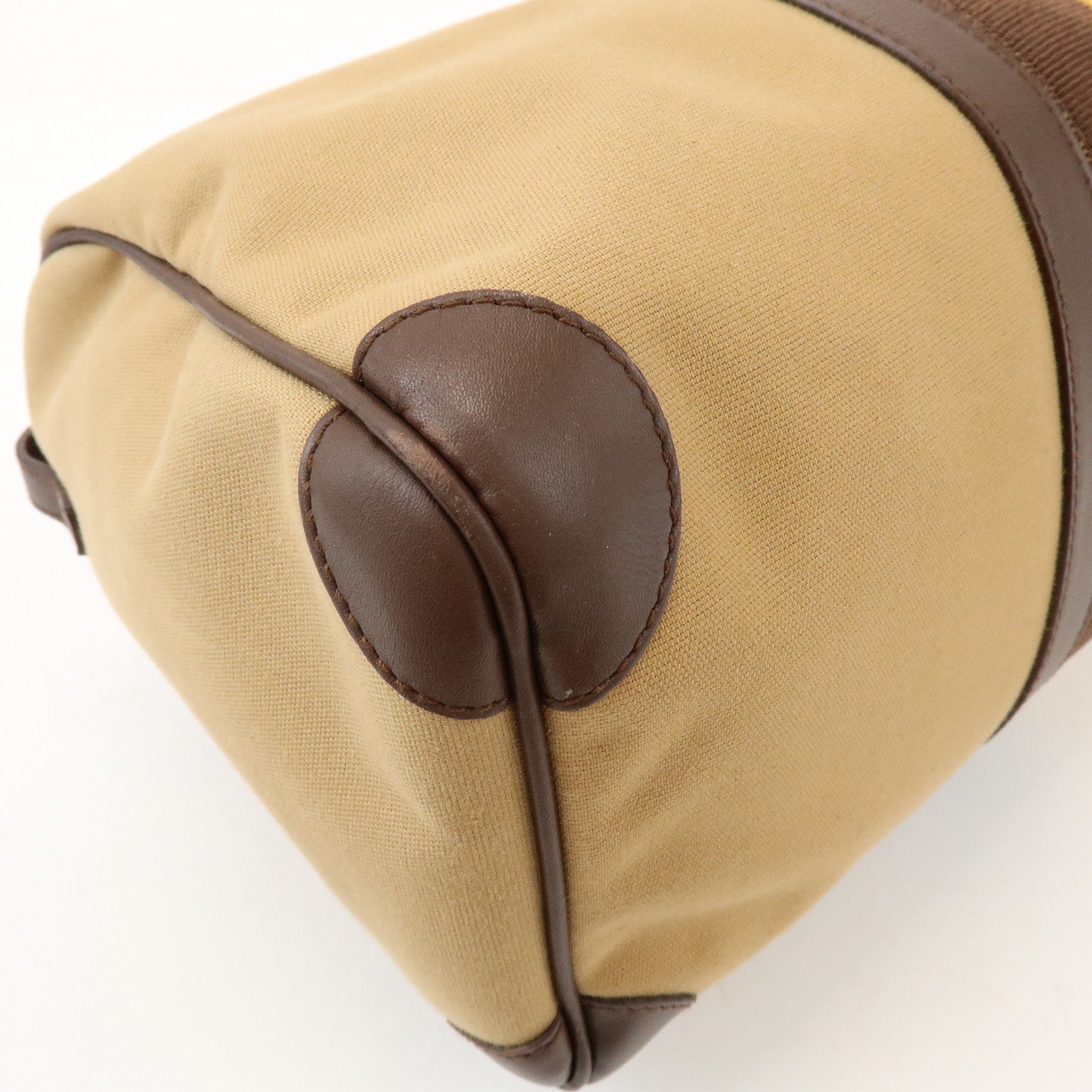 GUCCI Sherry Canvas Leather Boston Hand Bag Brown 000.0846.200047