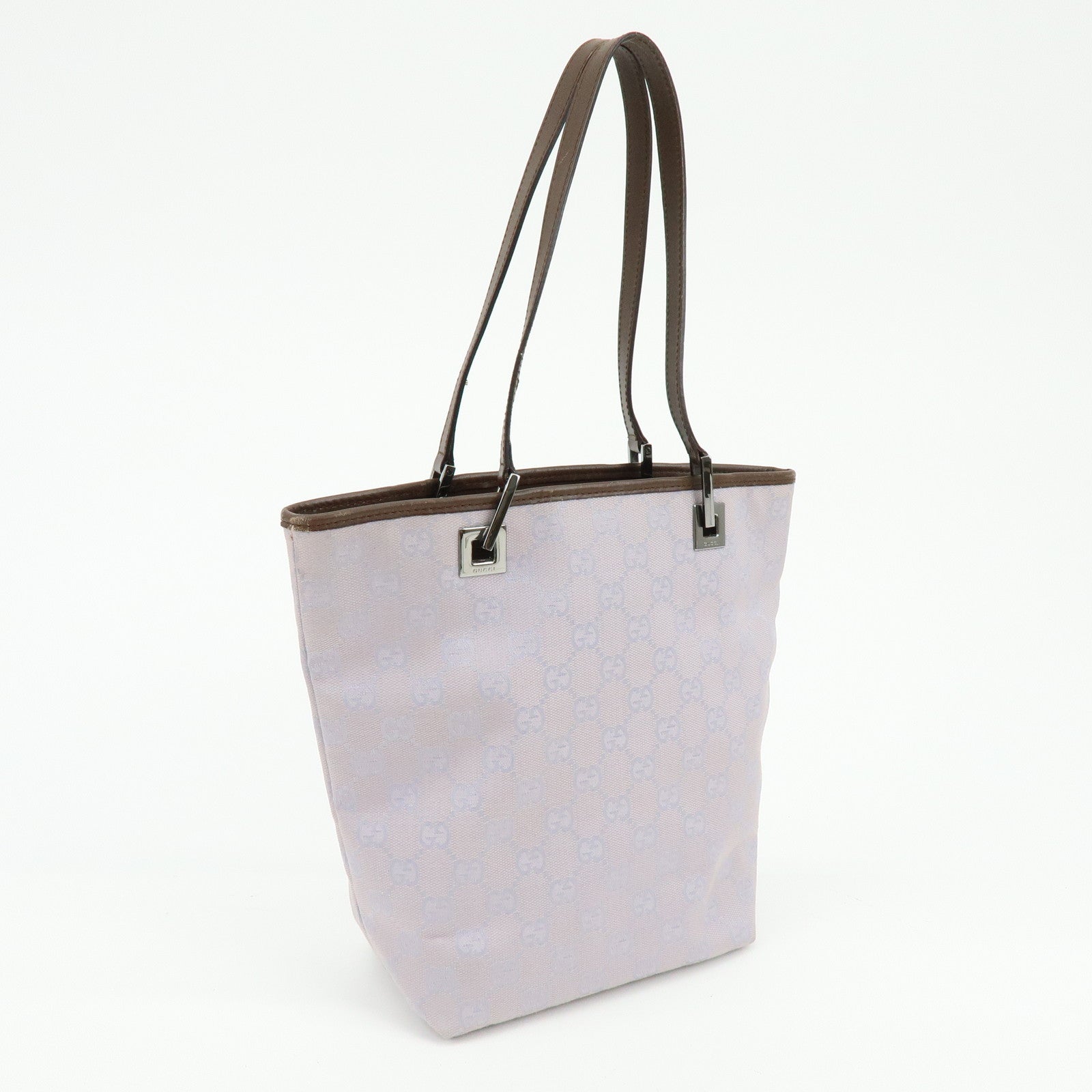 GUCCI GG Canvas Leather Tote Bag Hand Bag Purple 31244