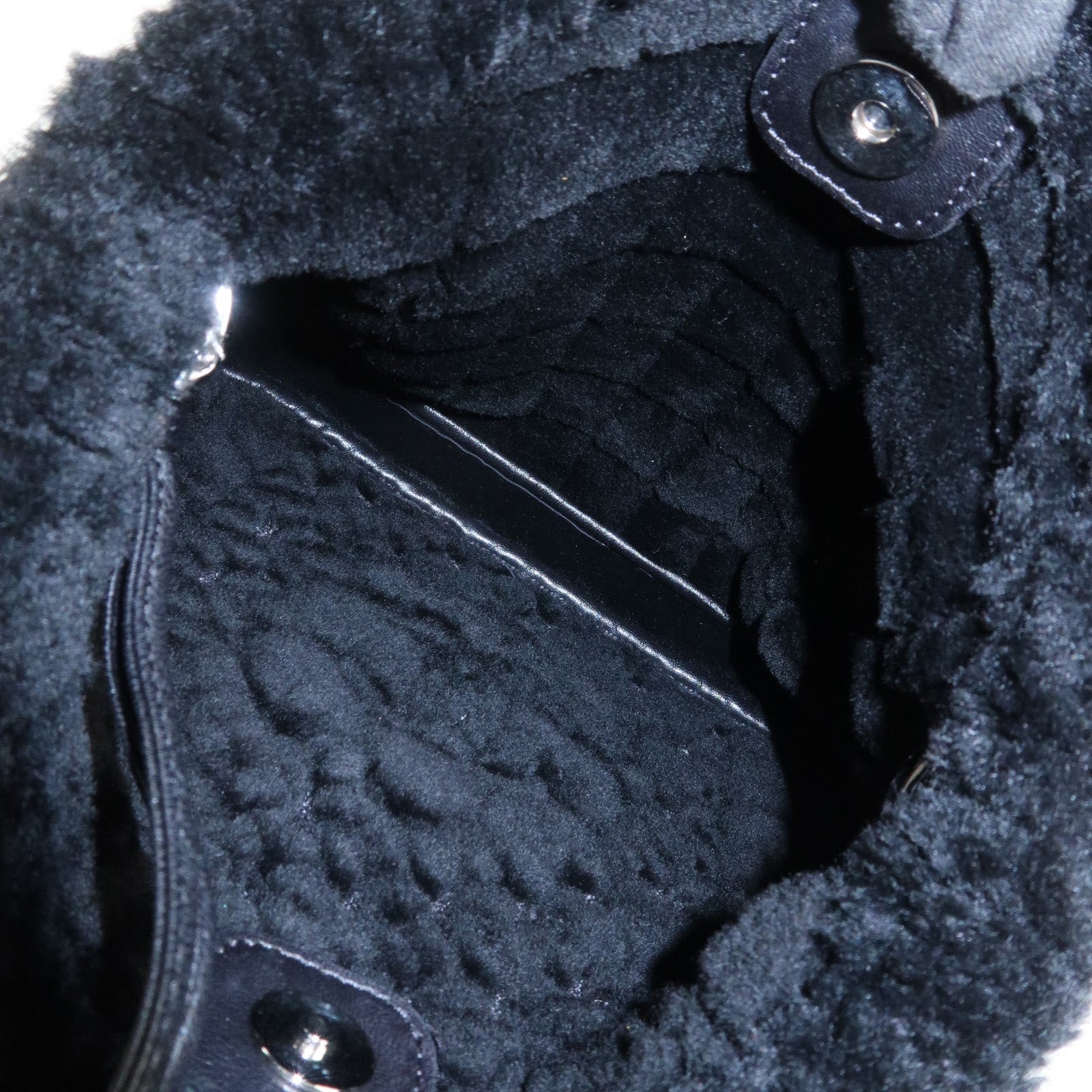 CHANEL Mouton Leather Chain Shoulder Bag Hand Bag Black Silver