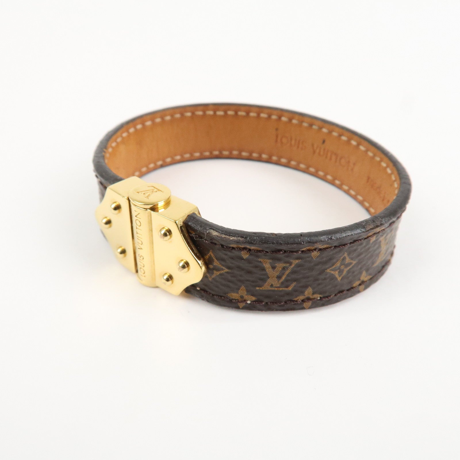 Louis Vuitton Monogram Bracelet Spirit Bangle Gold HDW M6689 Used