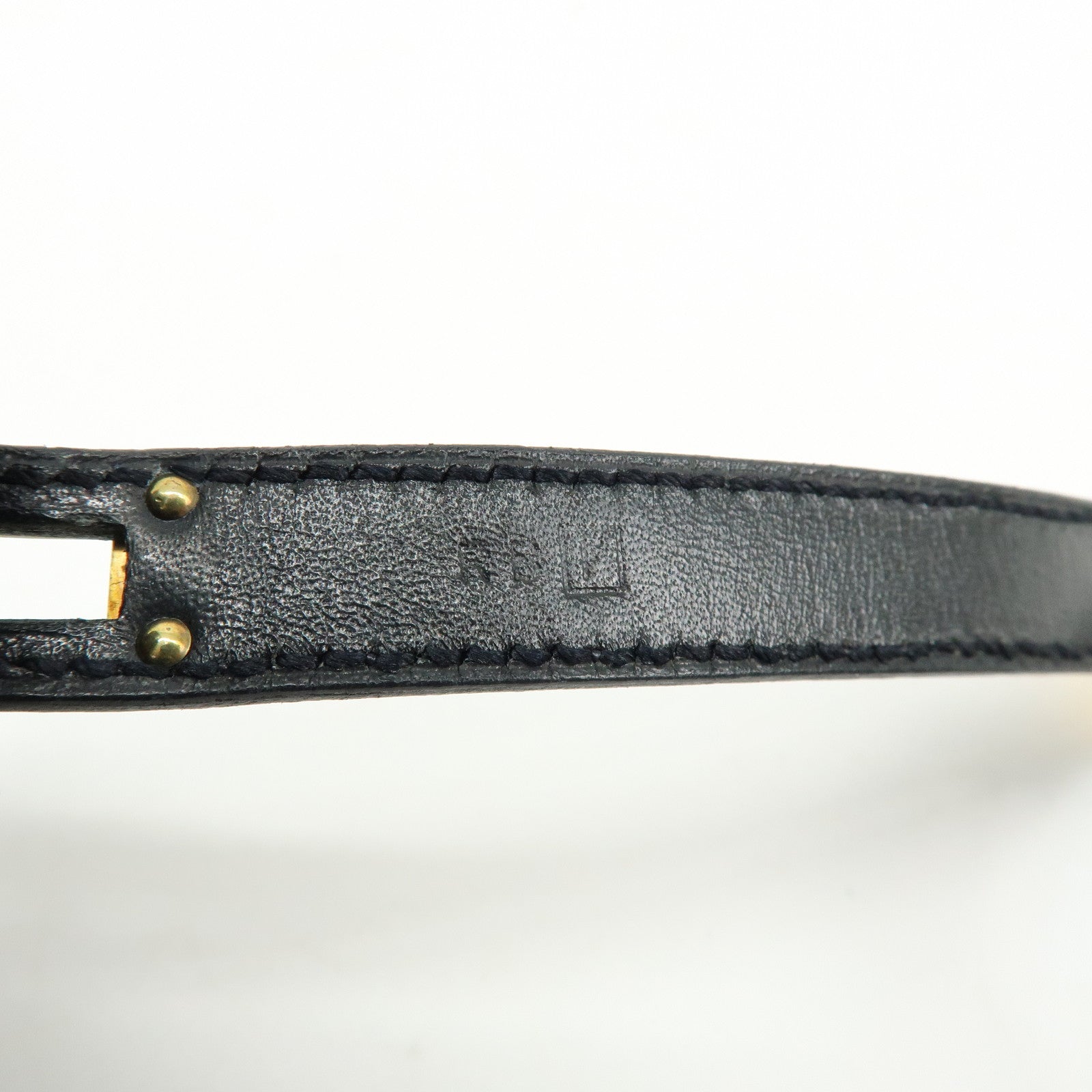 HERMES Kelly Double Tour Leather □F Stamped Bracelet Black