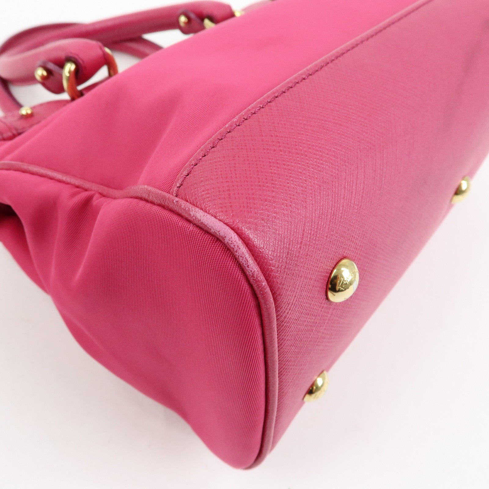 Ferragamo Gancini Nylon Leather 2Way Bag Hand Bag Pink
