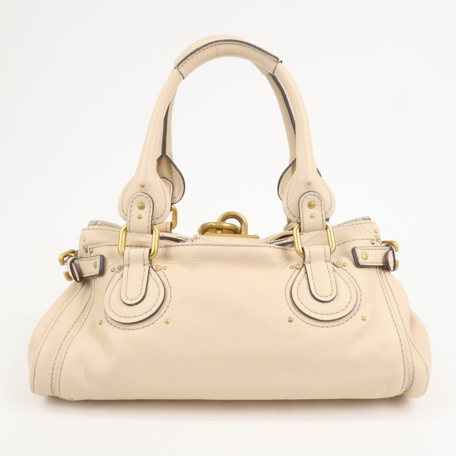 Chloe Paddington Leather Medium Shoulder Bag Hand Bag Beige