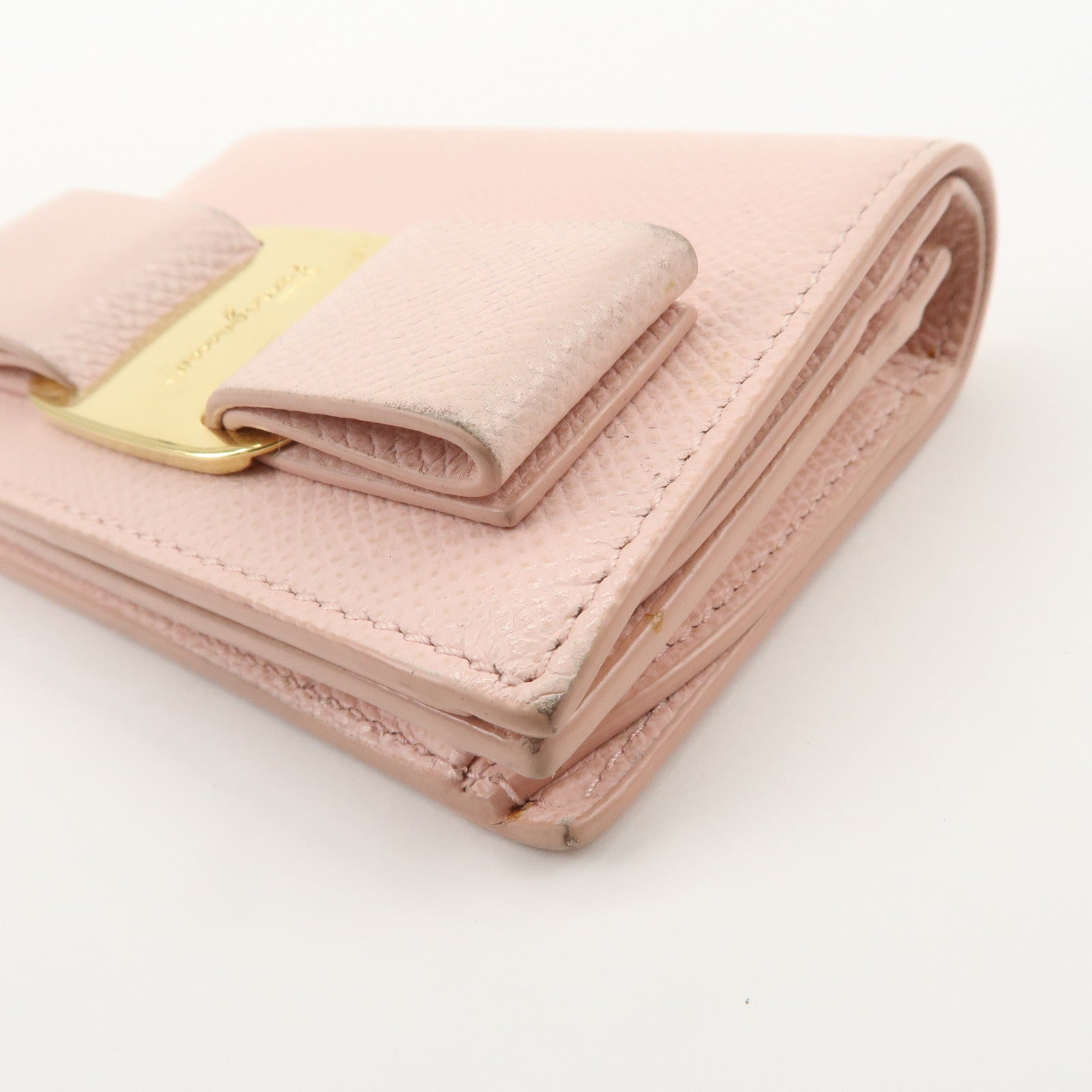 Ferragamo Gancini Vara Ribbon Set of 2 Wallet Black Pink