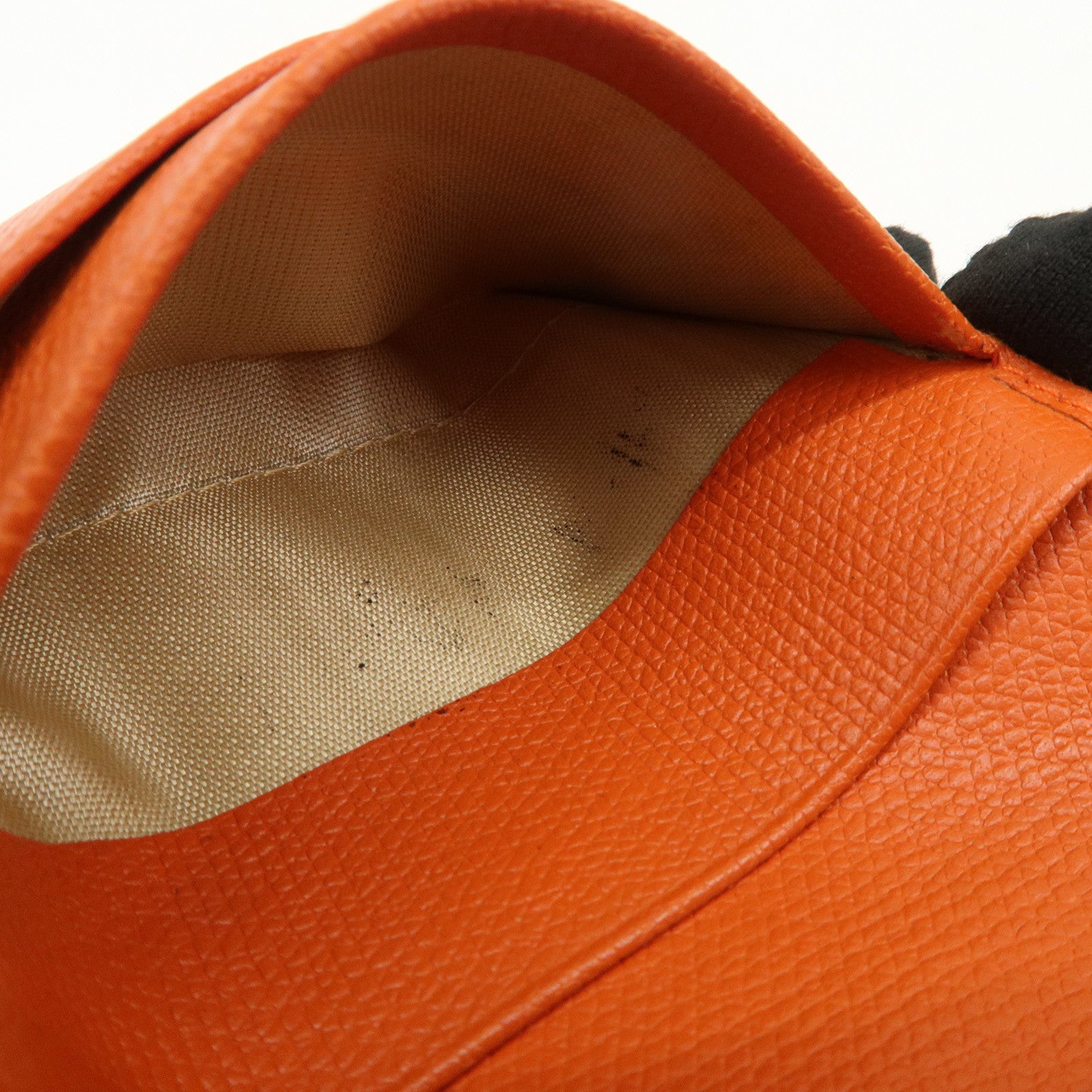 CHANEL COCO Button Leather W Hook Compact Wallet Orange A20902