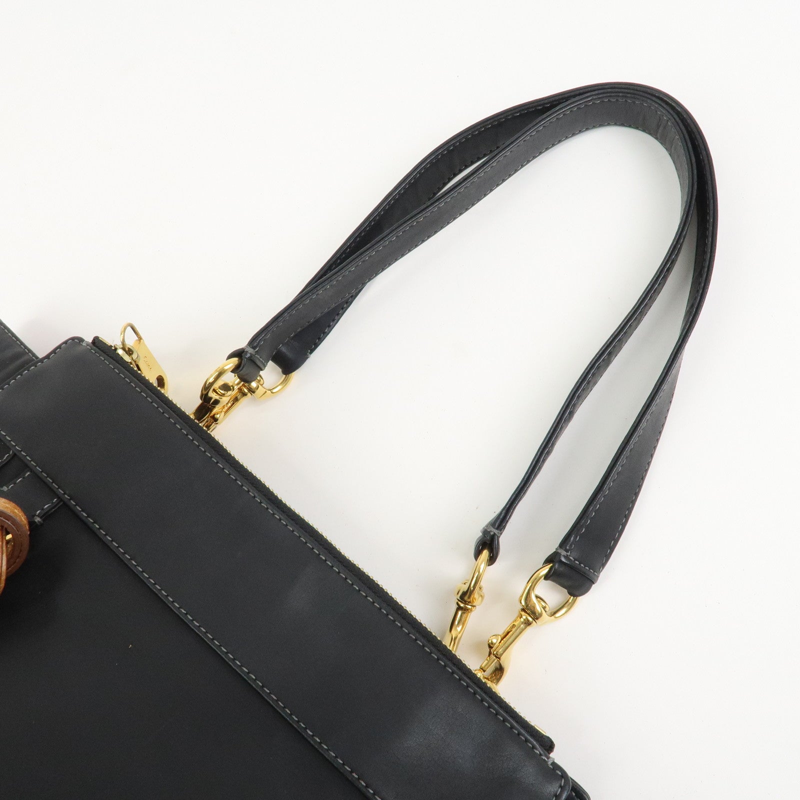 Chloe Eden Logo Leather Shoulder Bag Tote Bag Black