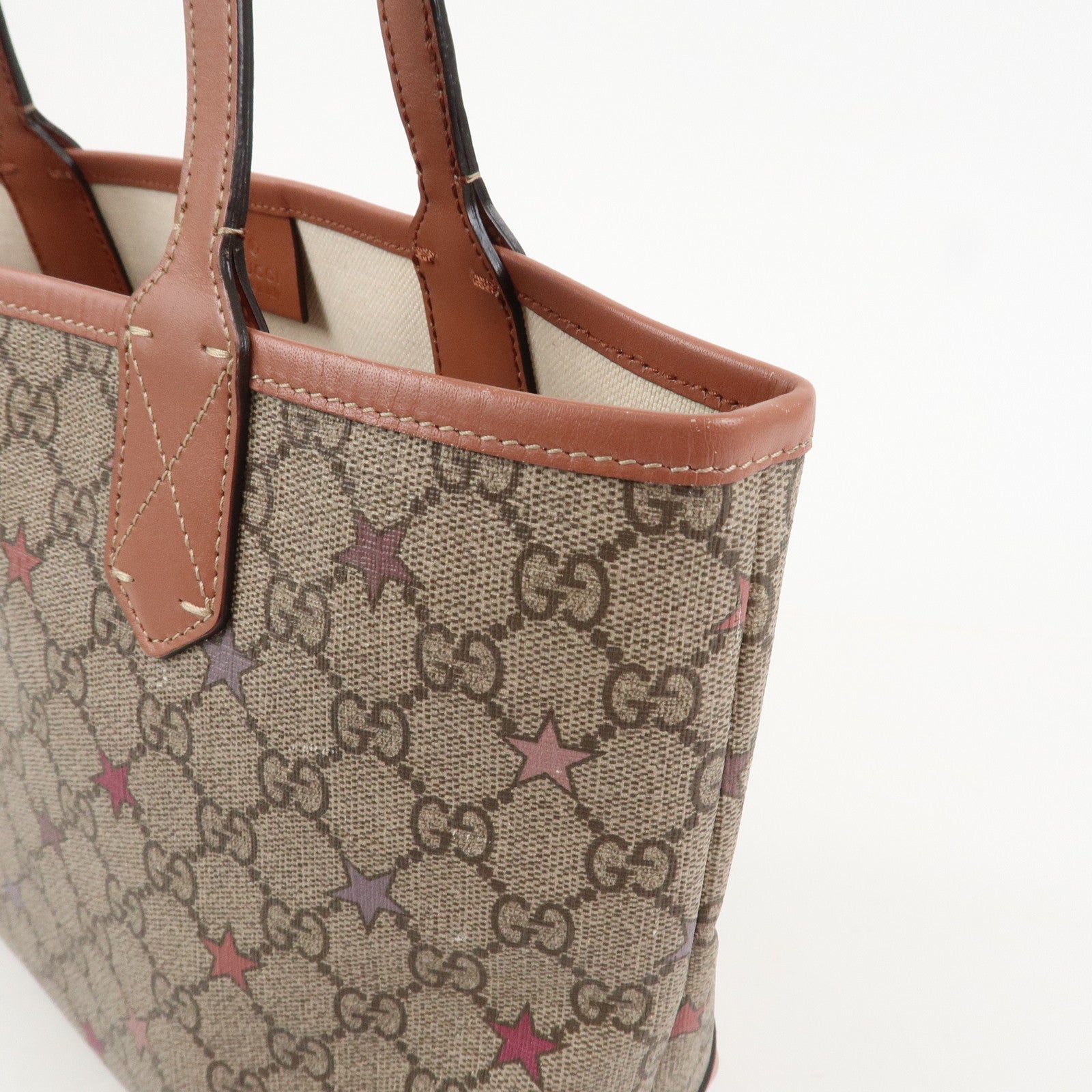 GUCCI GG Supreme PVC Leather Tote Bag Shoulder Bag Beige 309499