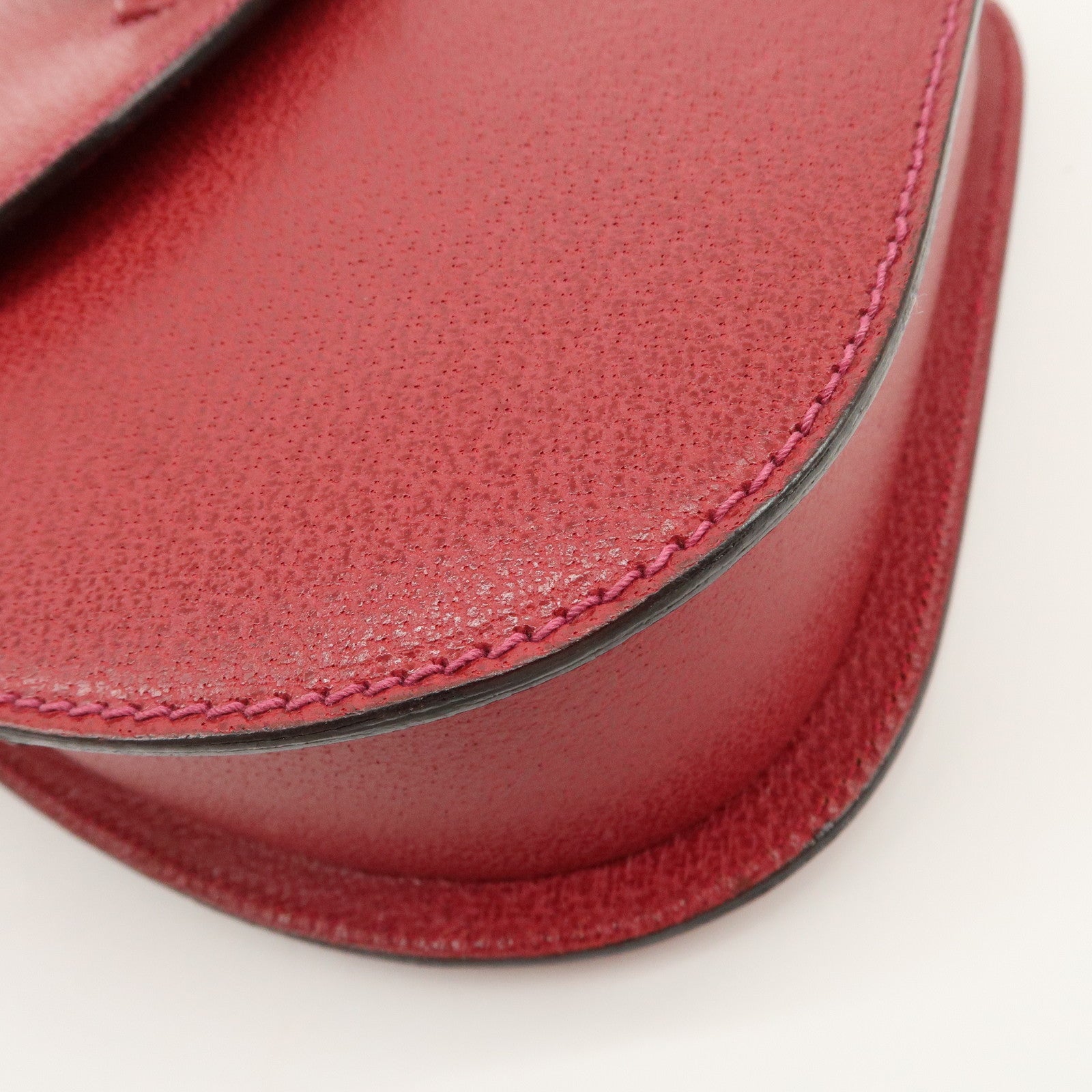 GUCCI Bamboo Leather Shoulder Bag Crossbody Bag Red 001・113・1622