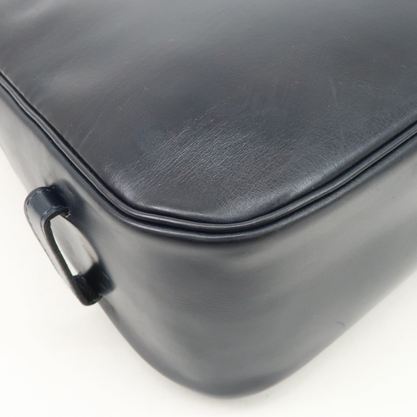 HERMES Saco Leather M Stamped Shoulder Bag Crossbody Bag Navy Used