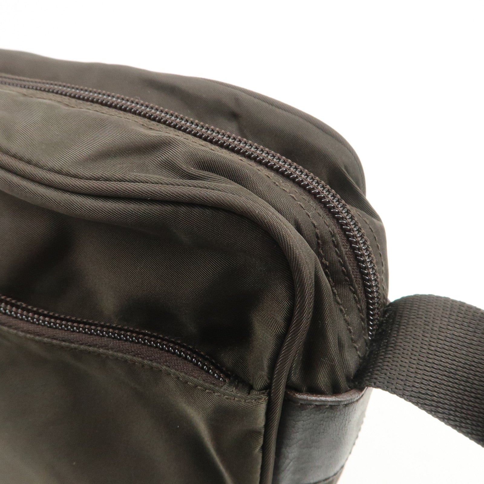 PRADA Triangle Logo Nylon Leather Shoulder Bag Crossbody Bag