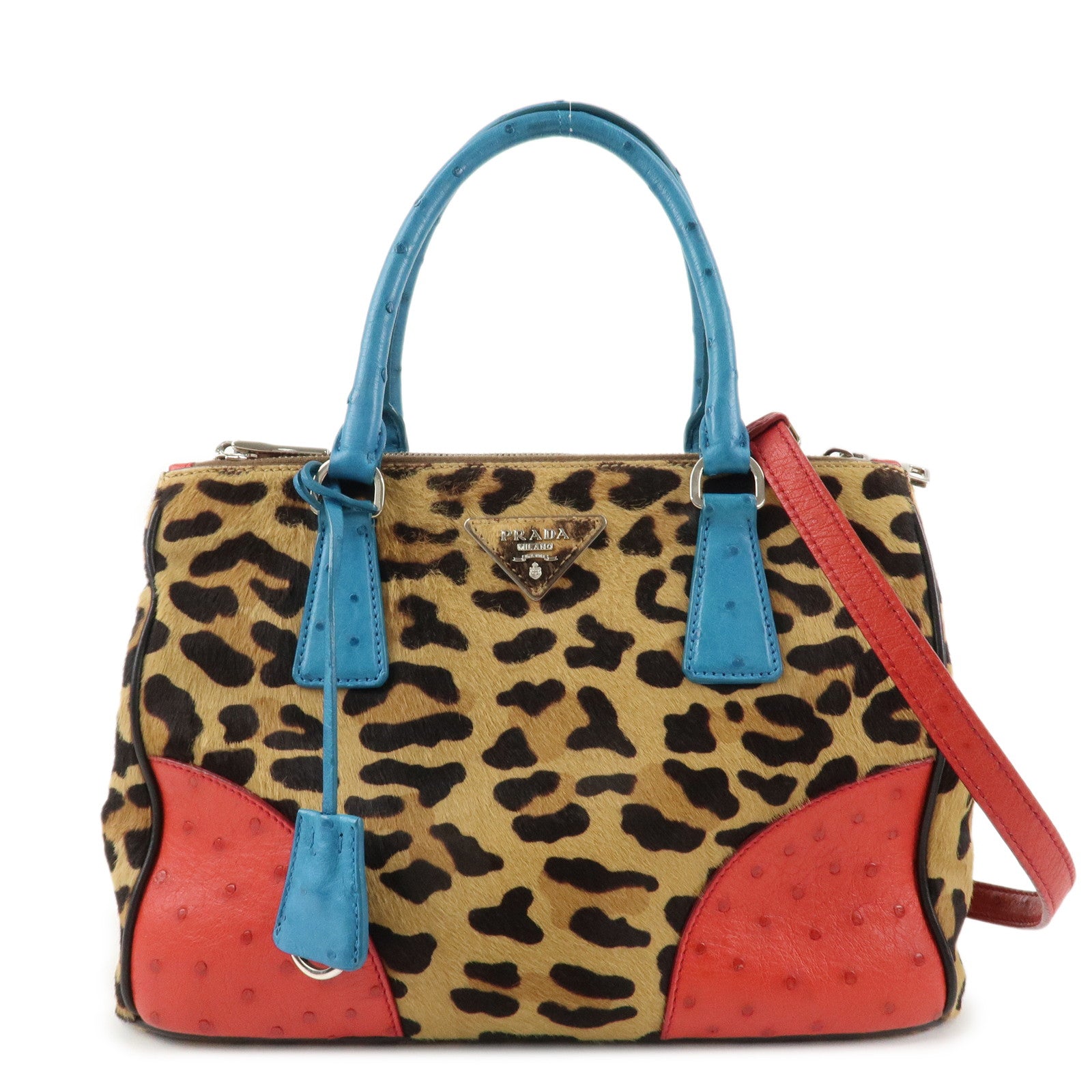 PRADA Galleria Triangle Logo Unborn Calf Leather 2Way Bag 1BA863 Used