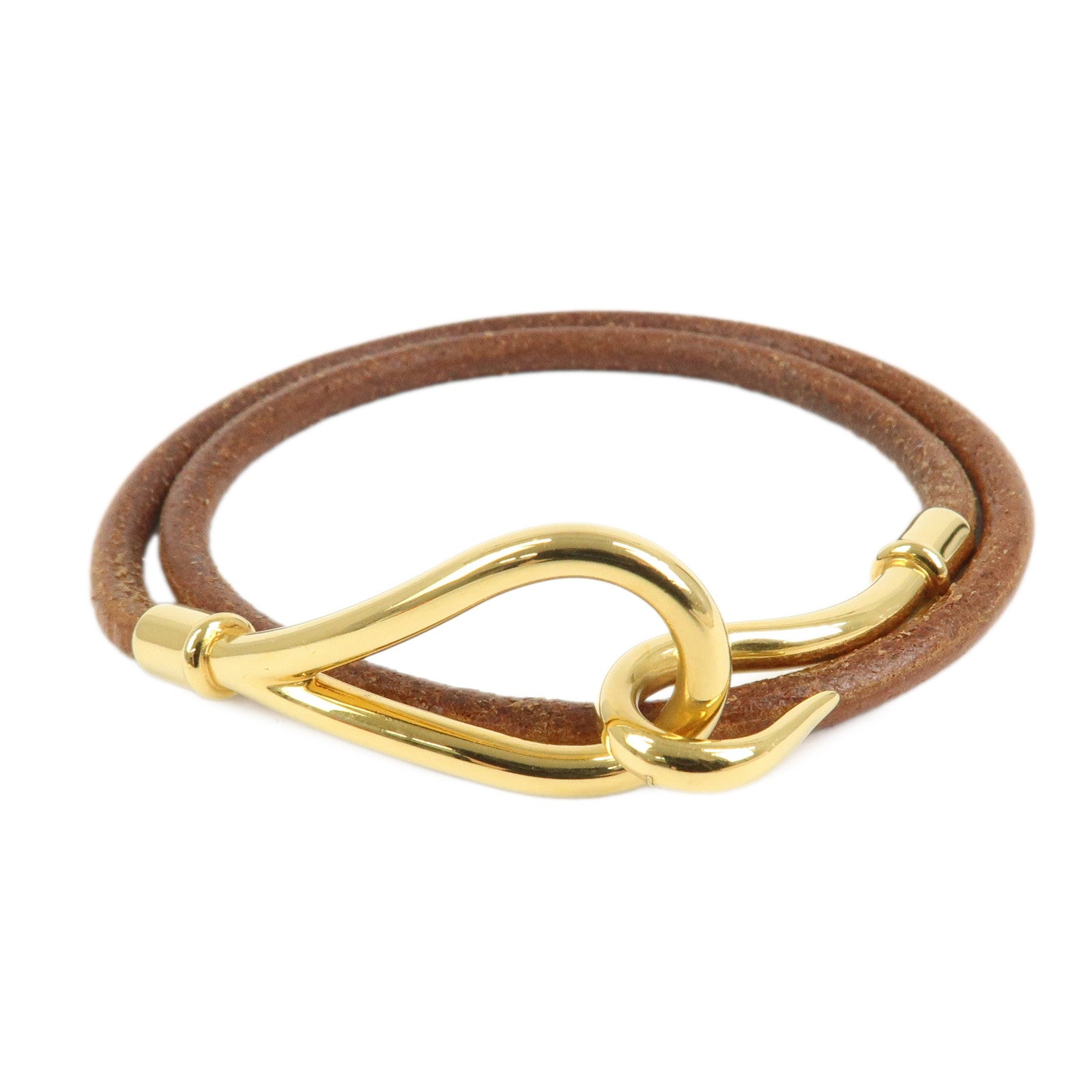 HERMES Jumbo Leather Choker Bracelet Brown