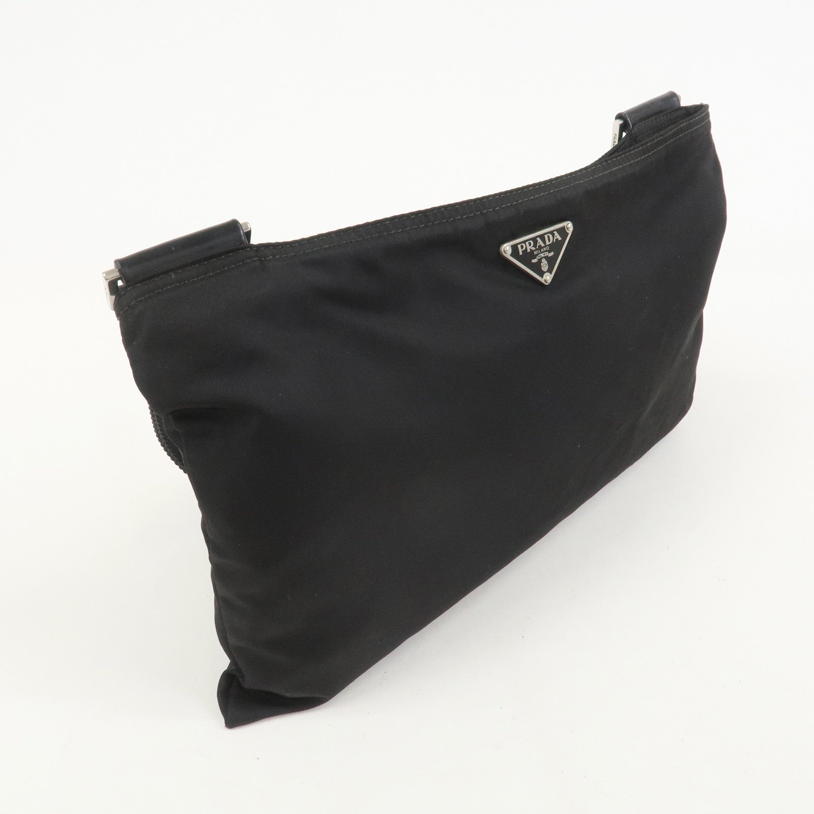 PRADA Triangle Logo Nylon Leather Shoulder Bag Crossbody Bag black