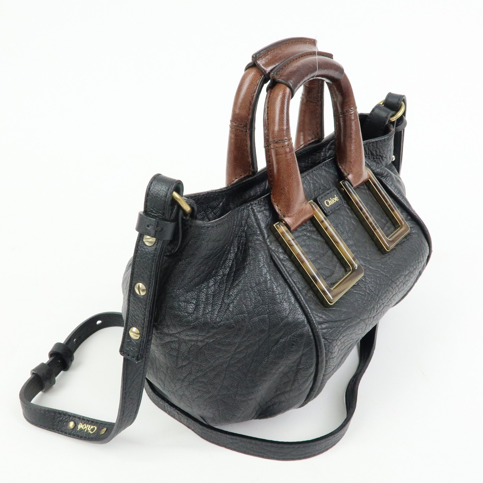 Chloe Etel Leather 2Way Bag Hand Bag Shoulder Bag Black