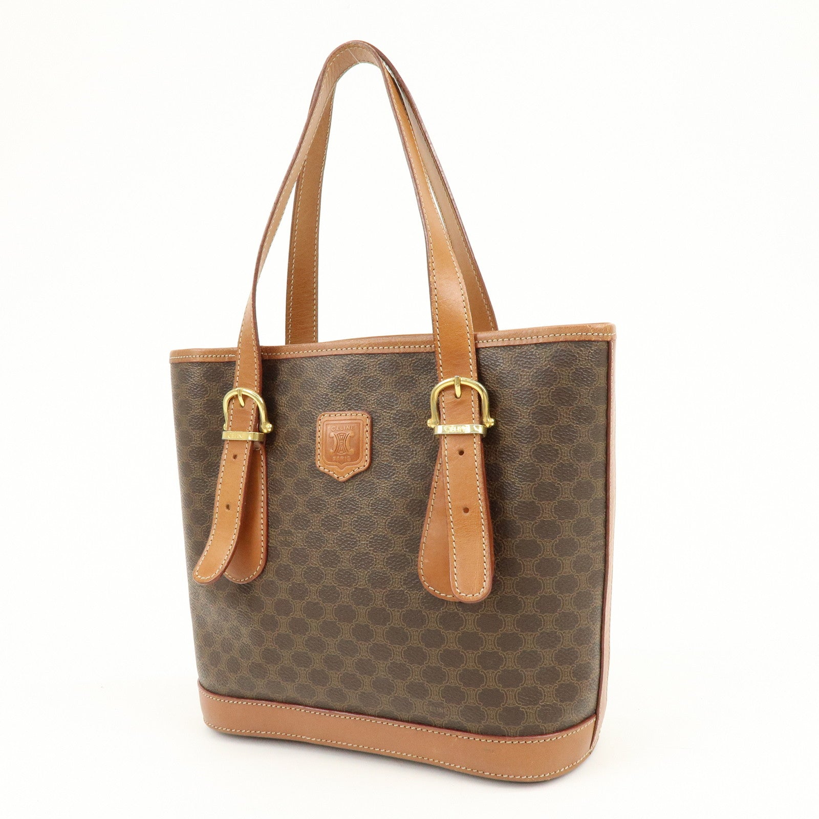 CELINE Macadam PVC Leather Tote Bag Shoulder Bag Brown