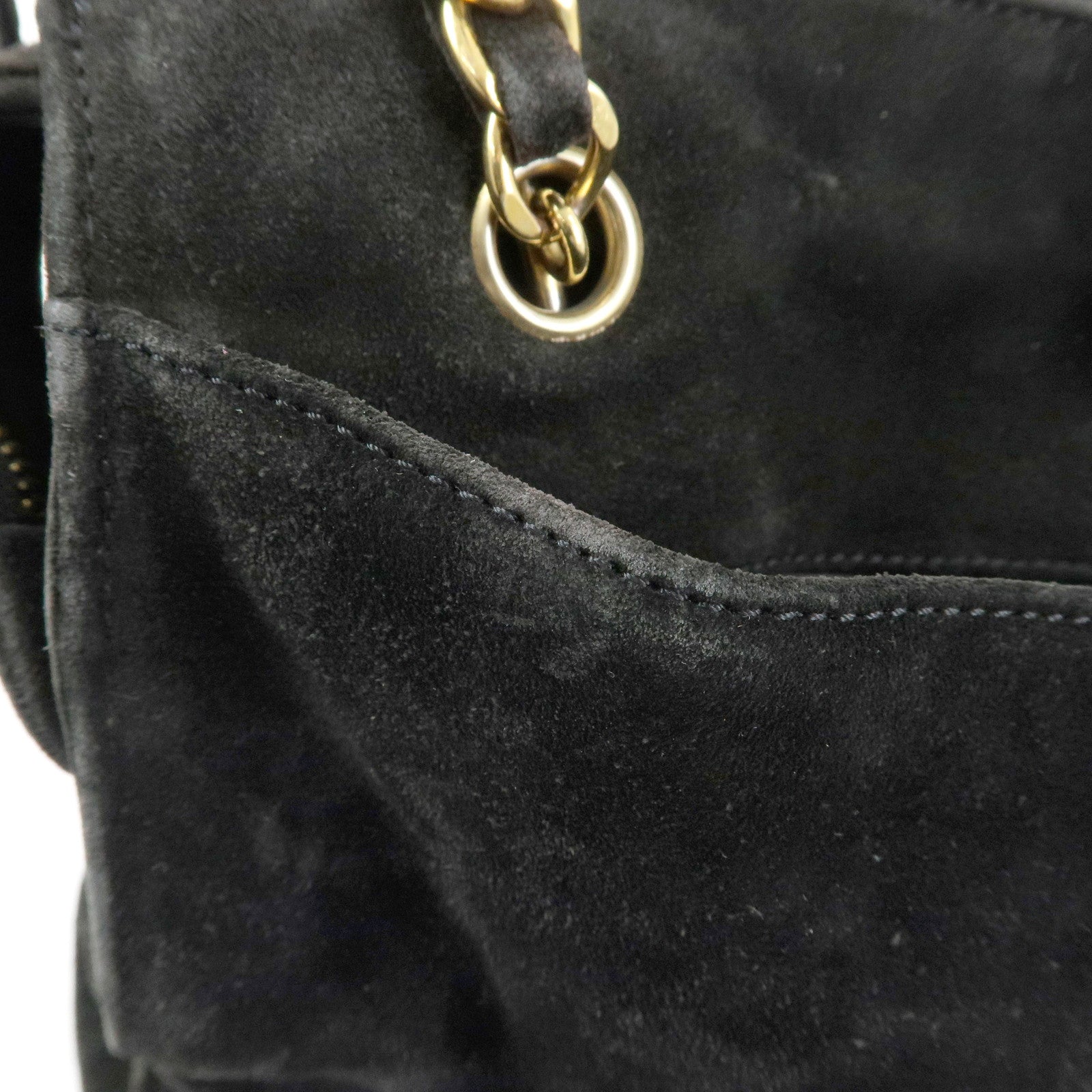 CHANEL COCO Mark Suede Chan Shoulder Bag Black