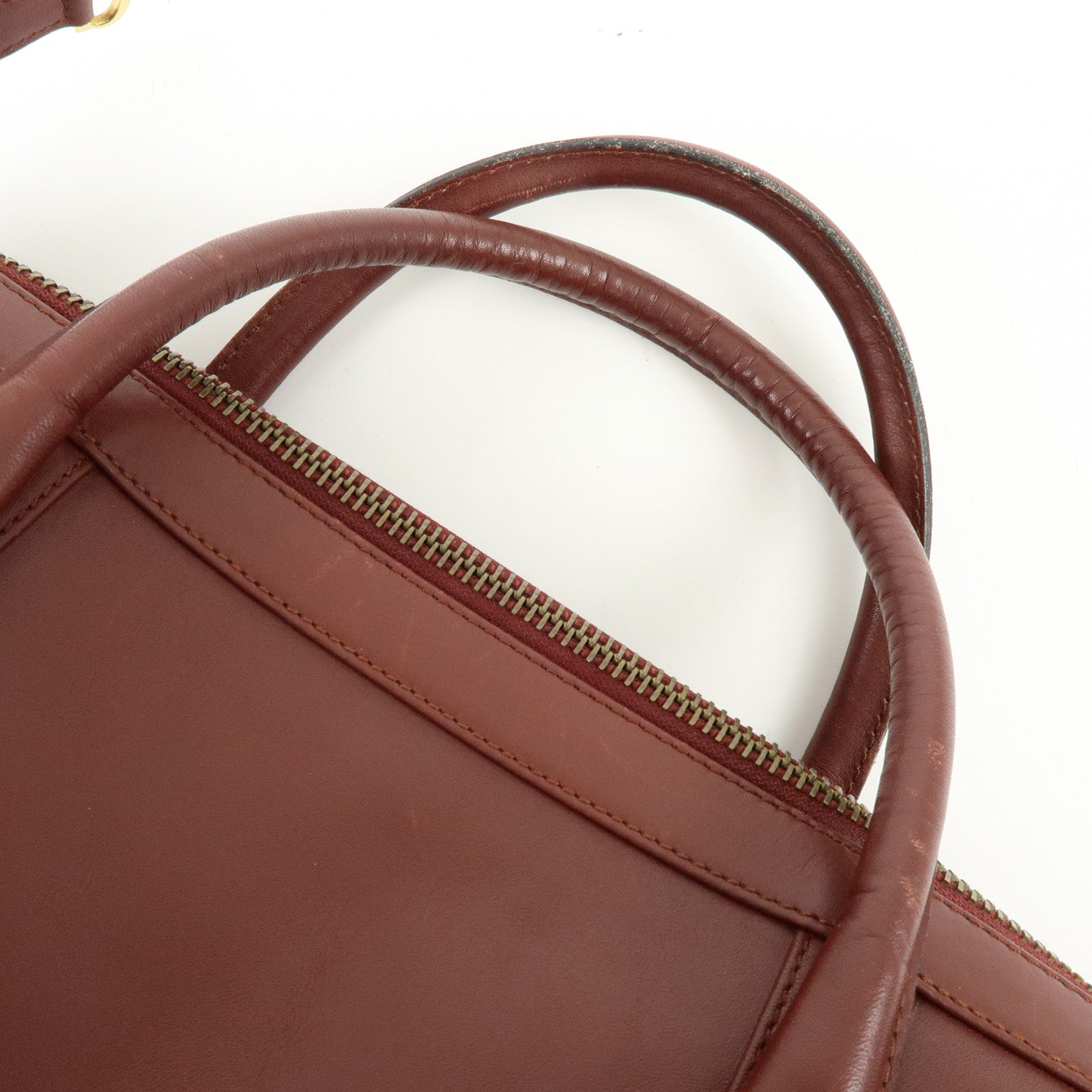 Cartier Must de Cartier Leather Boston Bag Hand Bag Bordeaux