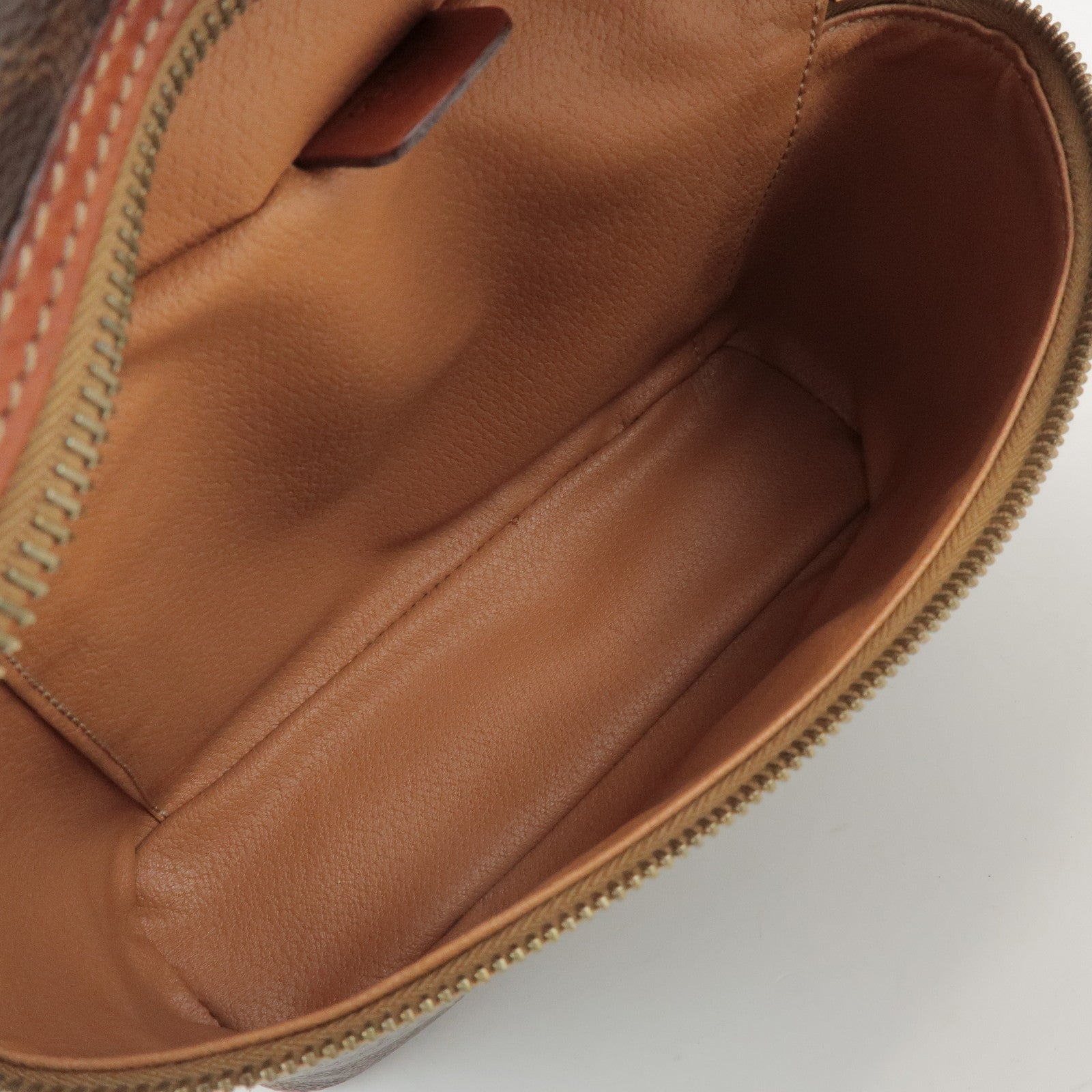 CELINE Macadam PVC Coated Canvas Leather Hand Bag Vanity Bag Brown