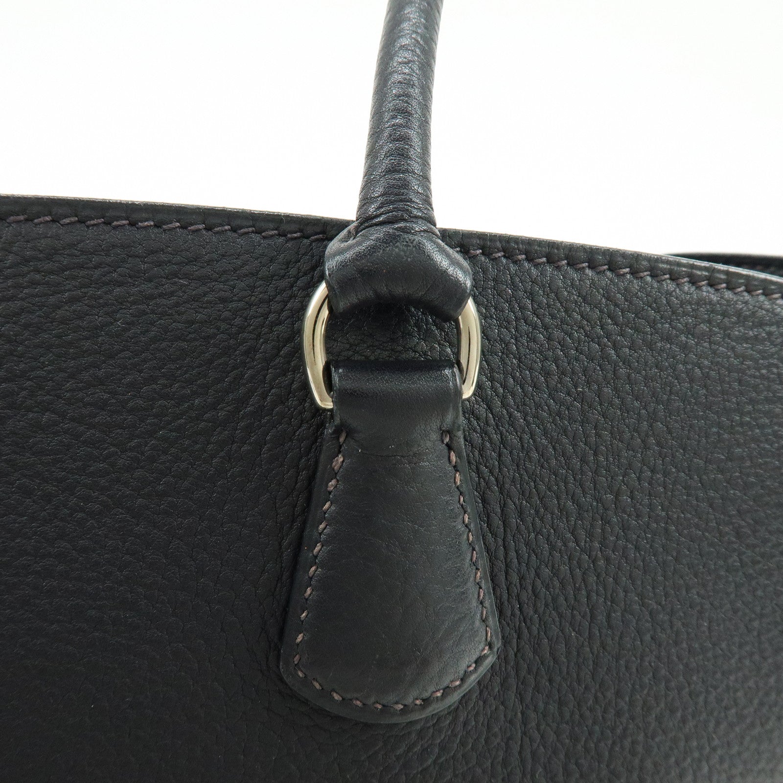 HERMES La Togo Leather Tote Bag Shoulder Bag Hand Bag Black