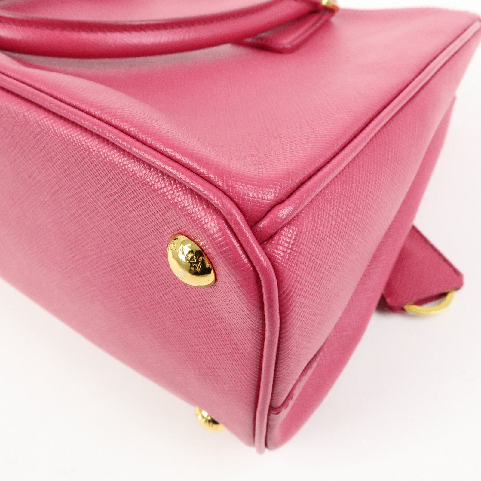 PRADA Triangle Logo Saffiano Leather 2Way Hand Bag Pink BN1801