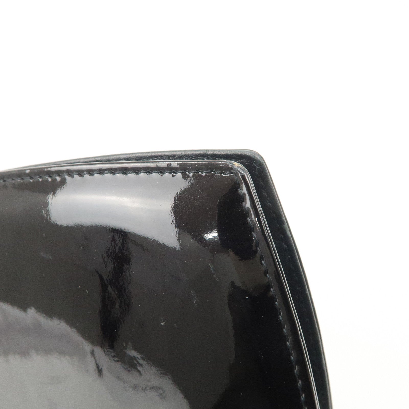 CHANEL COCO Mark Makeup Patent Leather Round Zippy Wallet Black A47663 Used