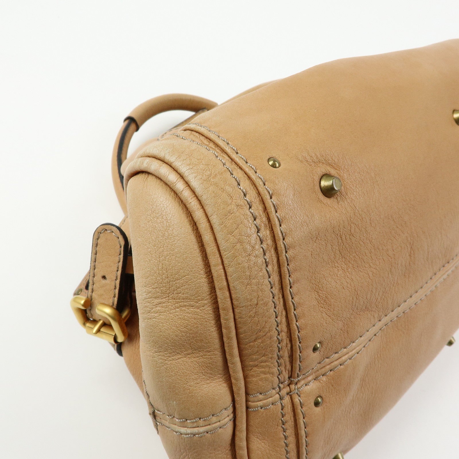 Chloe Paddington Leather Medium Shoulder Bag Boston Bag Light Brown