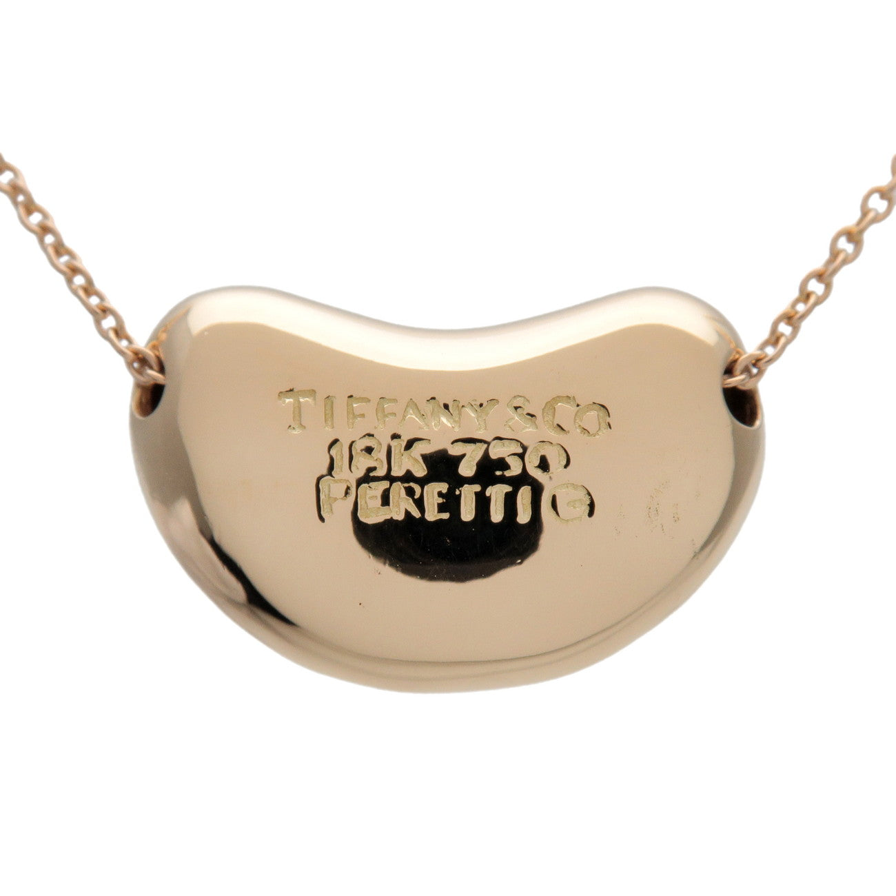 Tiffany & Co Bean Necklace Medium K18YG 750YG Yellow Gold
