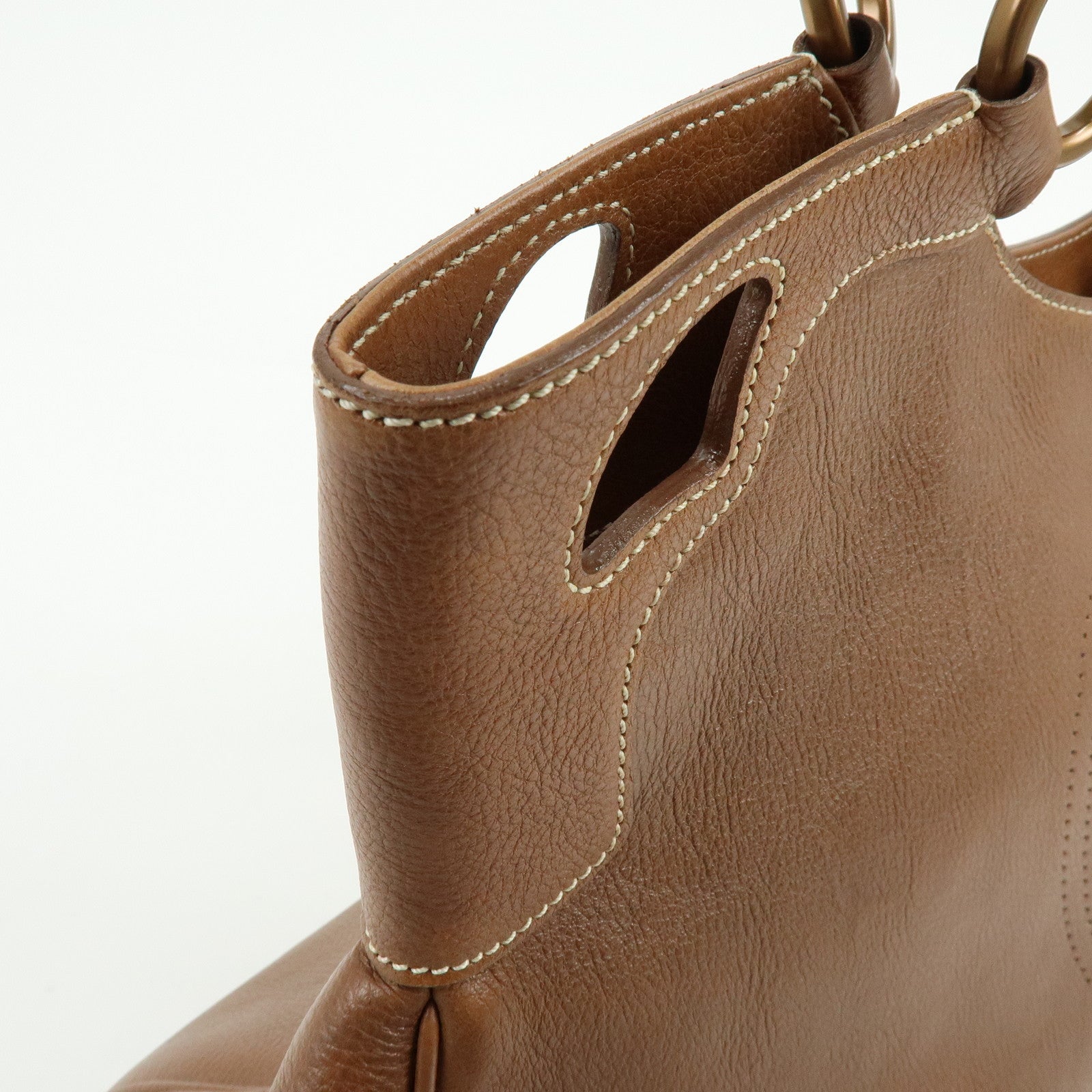 Cartier Marcello de Cartier Leather Hand Bag Tote Bag Brown
