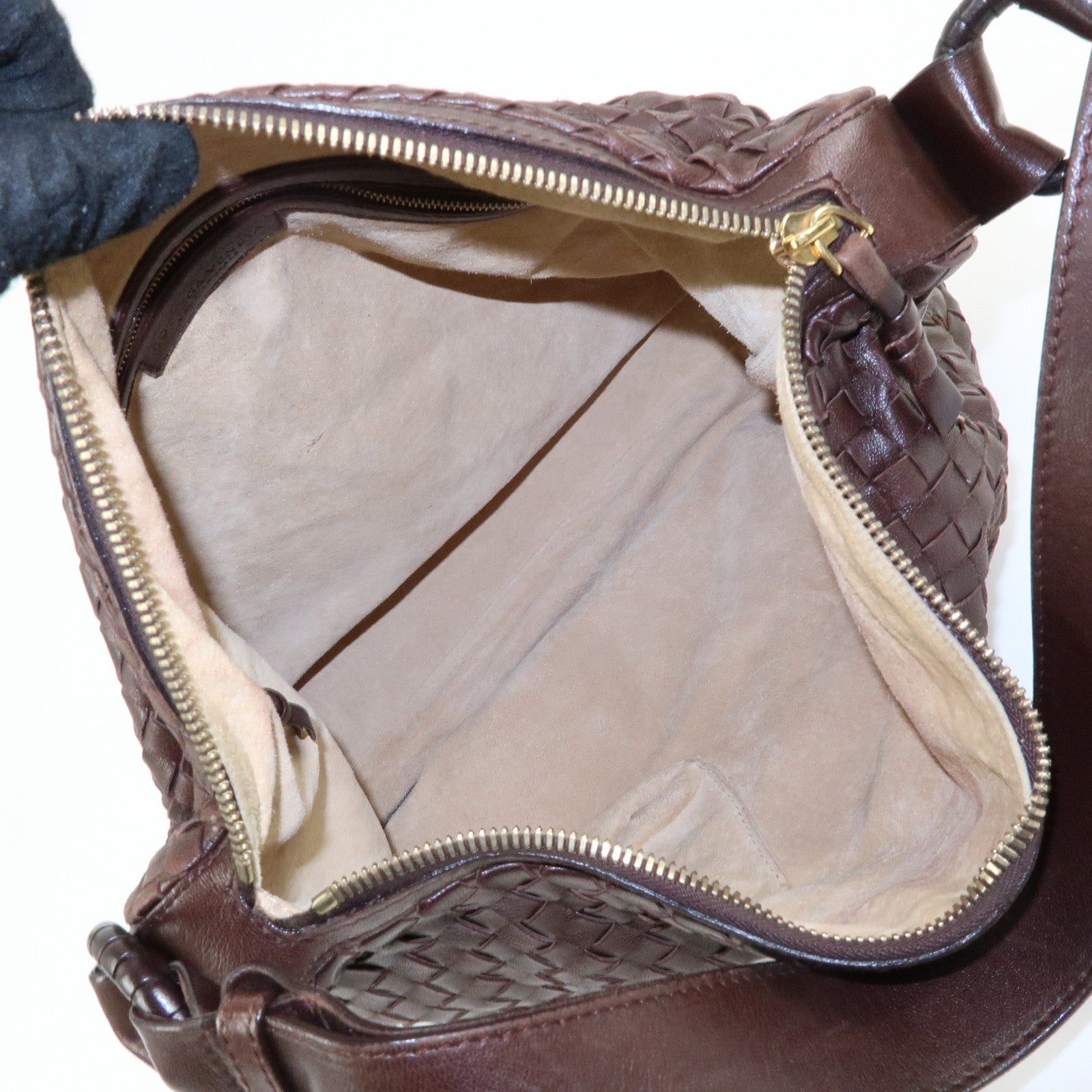 BOTTEGA VENETA Intrecciato Leather Shoulder Bag Brown 115658