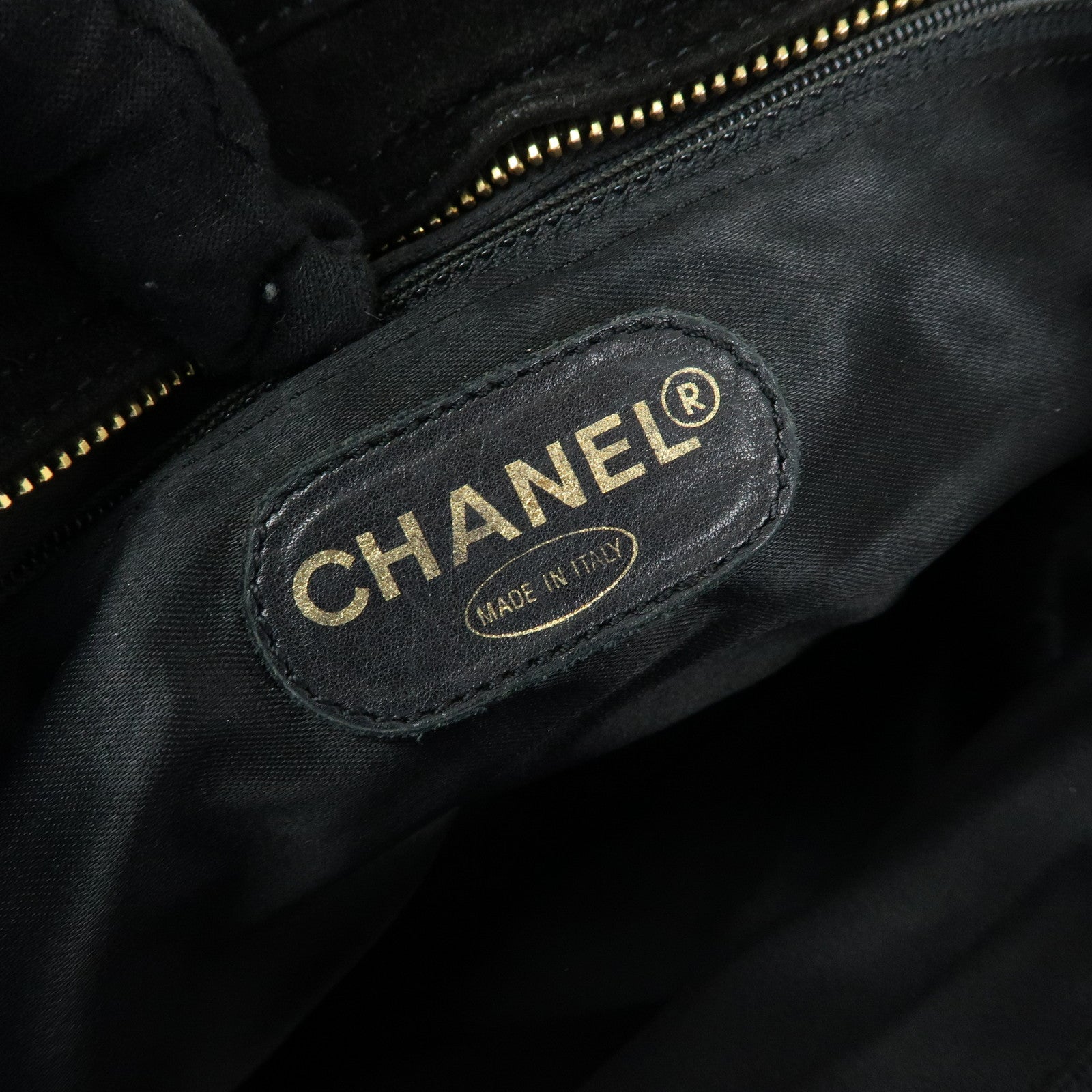 CHANEL COCO Mark Suede Chan Shoulder Bag Black