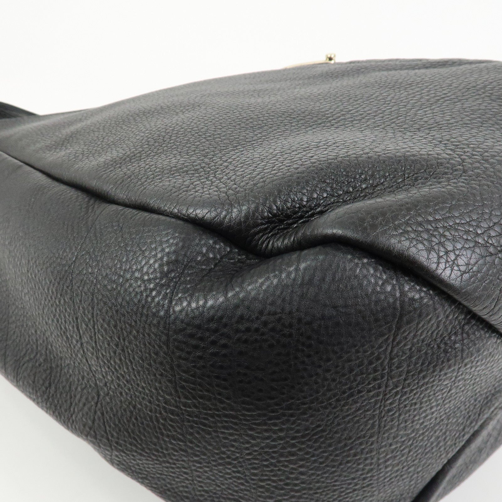 GUCCI Greenwich Logo Leather Shoulder Bag Hand Bag Black 257050