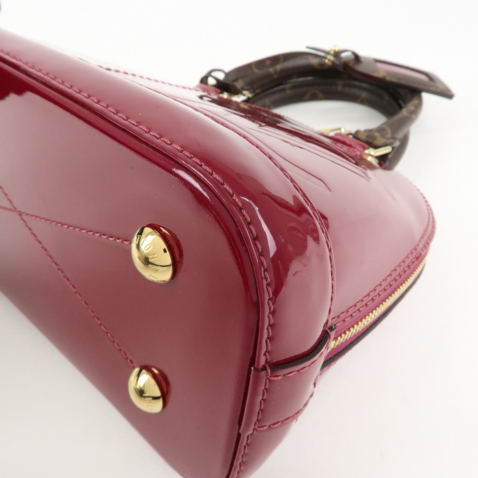 Louis Vuitton Monogram Vernis Alma BB 2Way Hand Bag Magenta M54785 Used