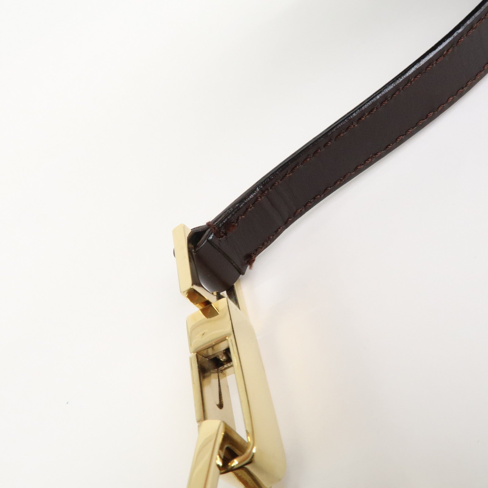 Ferragamo Gancini Canvas Leather Shoulder Bag Hand Bag Brown