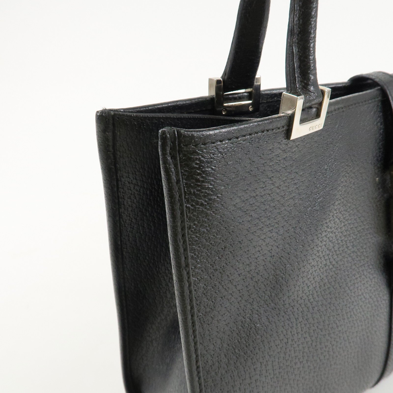 GUCCI Jackie Leather Shoulder bag Tote Bag 002.1073 Black Silver HDW Used