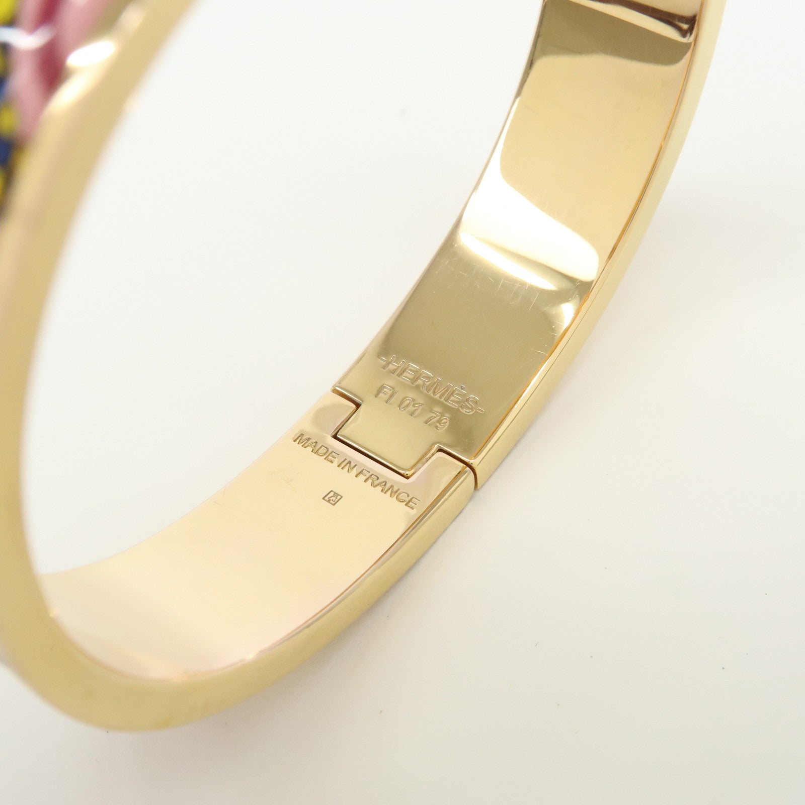 HERMES Clic Clac PM Metal Bracelet Bangle Pink