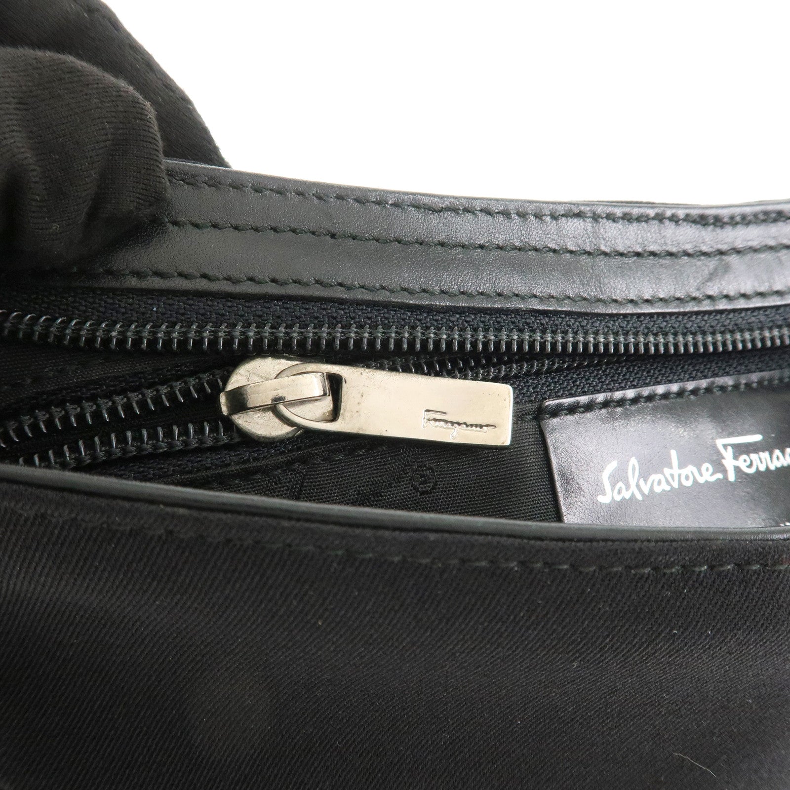 Ferragamo Nylon Shoulder Bag Hand Bag Black D21 9659